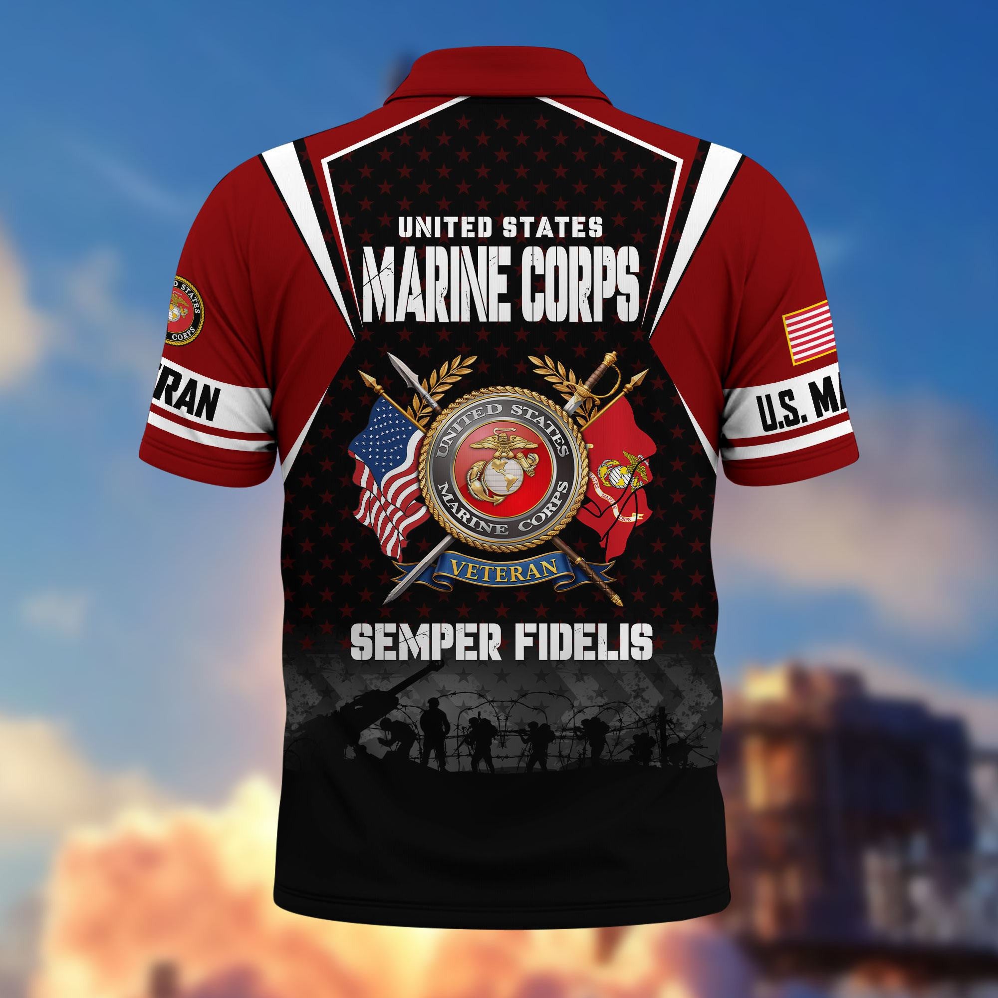 Premium US Veterans Polo Shirt, Gifts For US Veterans, Gifts On Father's Day, Veterans Day.