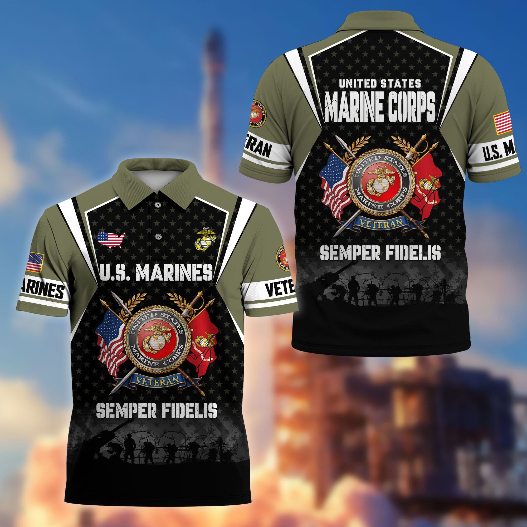 Premium US Veterans Polo Shirt, Gifts For US Veterans, Gifts On Father's Day, Veterans Day.