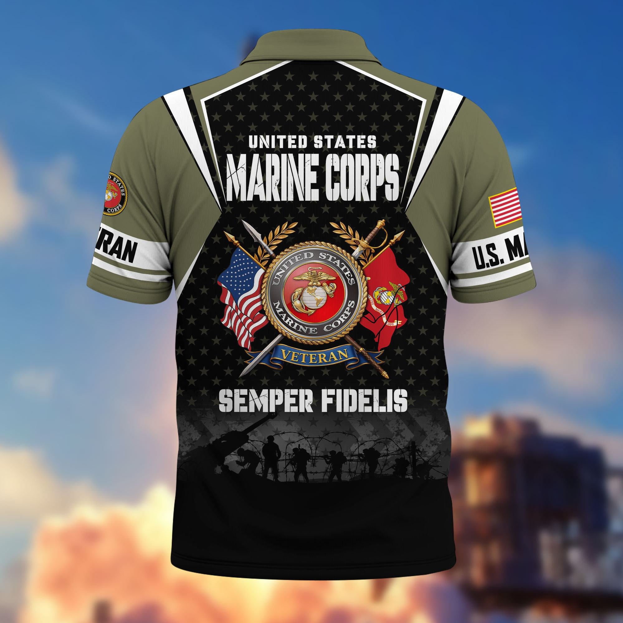 Premium US Veterans Polo Shirt, Gifts For US Veterans, Gifts On Father's Day, Veterans Day.
