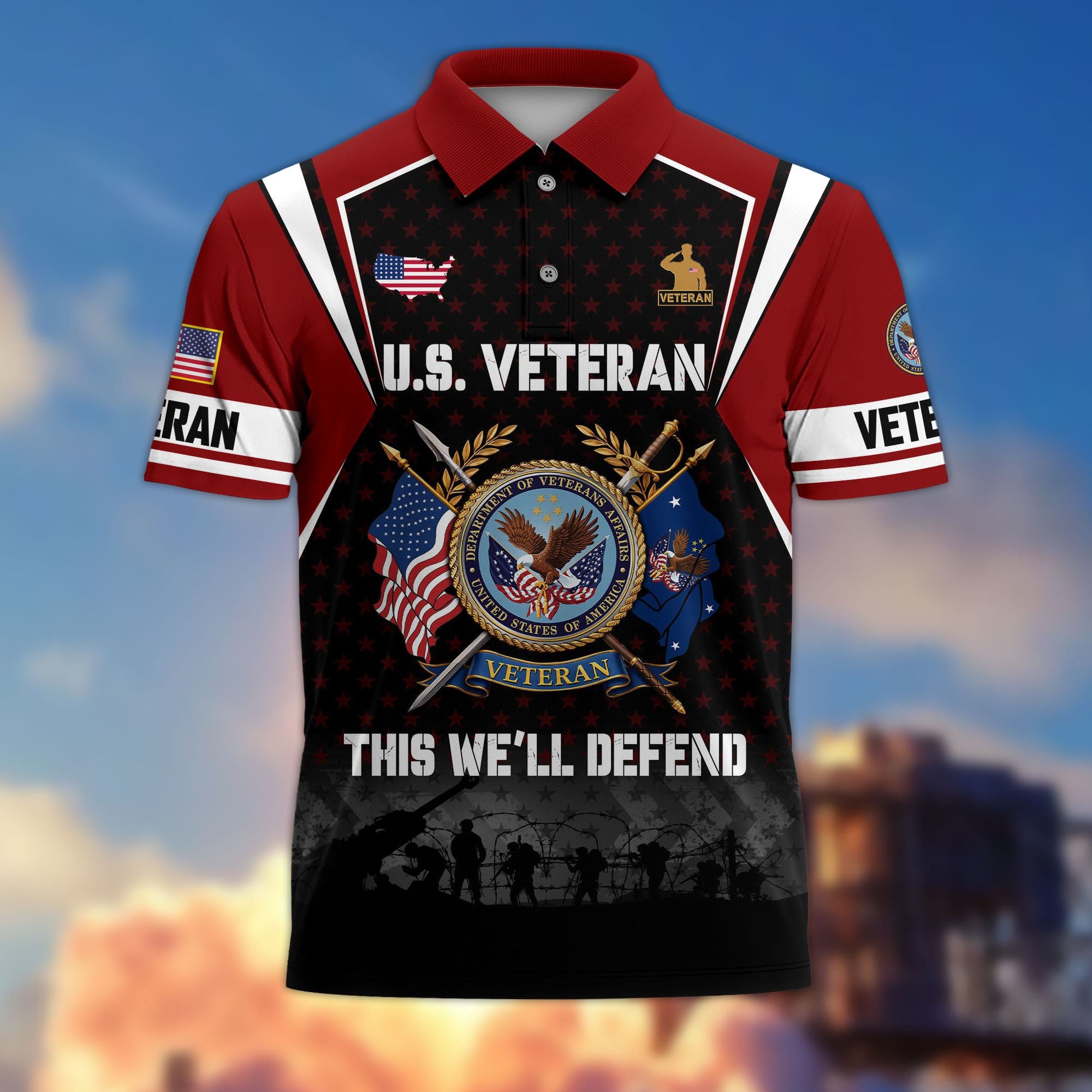 Premium US Veterans Polo Shirt, Gifts For US Veterans, Gifts On Father's Day, Veterans Day.