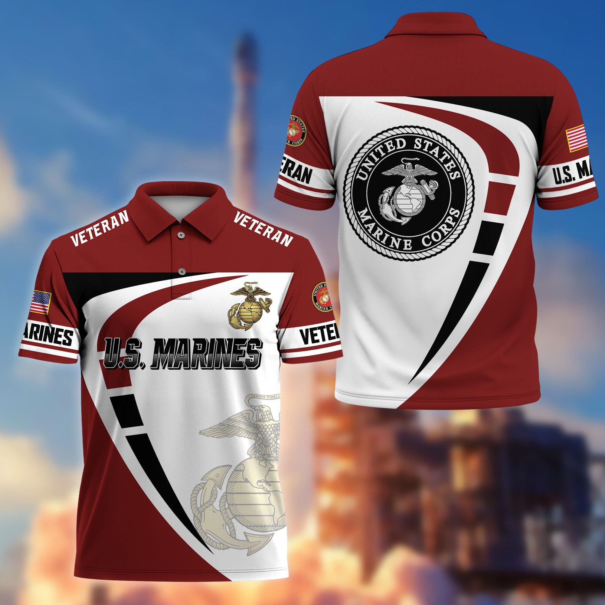 Premium US Veterans Polo Shirt, Gifts For US Veterans, Gifts On Father's Day, Veterans Day.