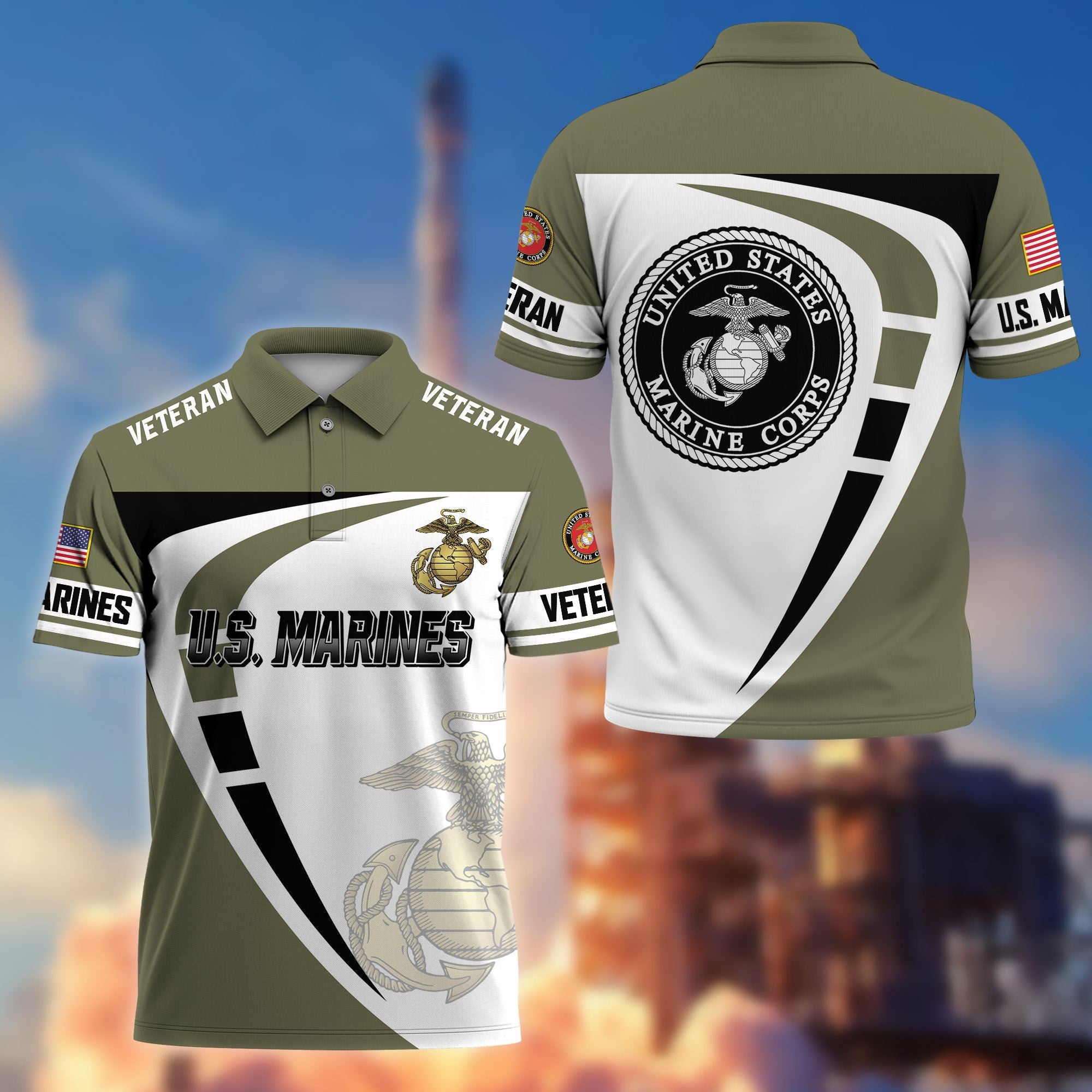 Premium US Veterans Polo Shirt, Gifts For US Veterans, Gifts On Father's Day, Veterans Day.