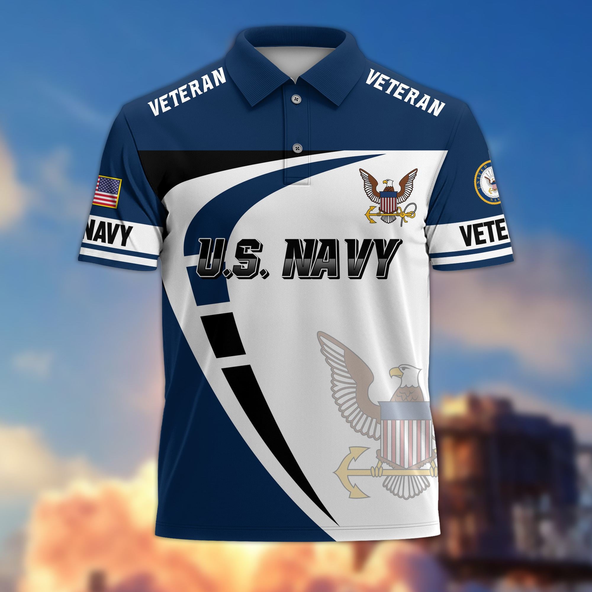 Premium US Veterans Polo Shirt, Gifts For US Veterans, Gifts On Father's Day, Veterans Day.