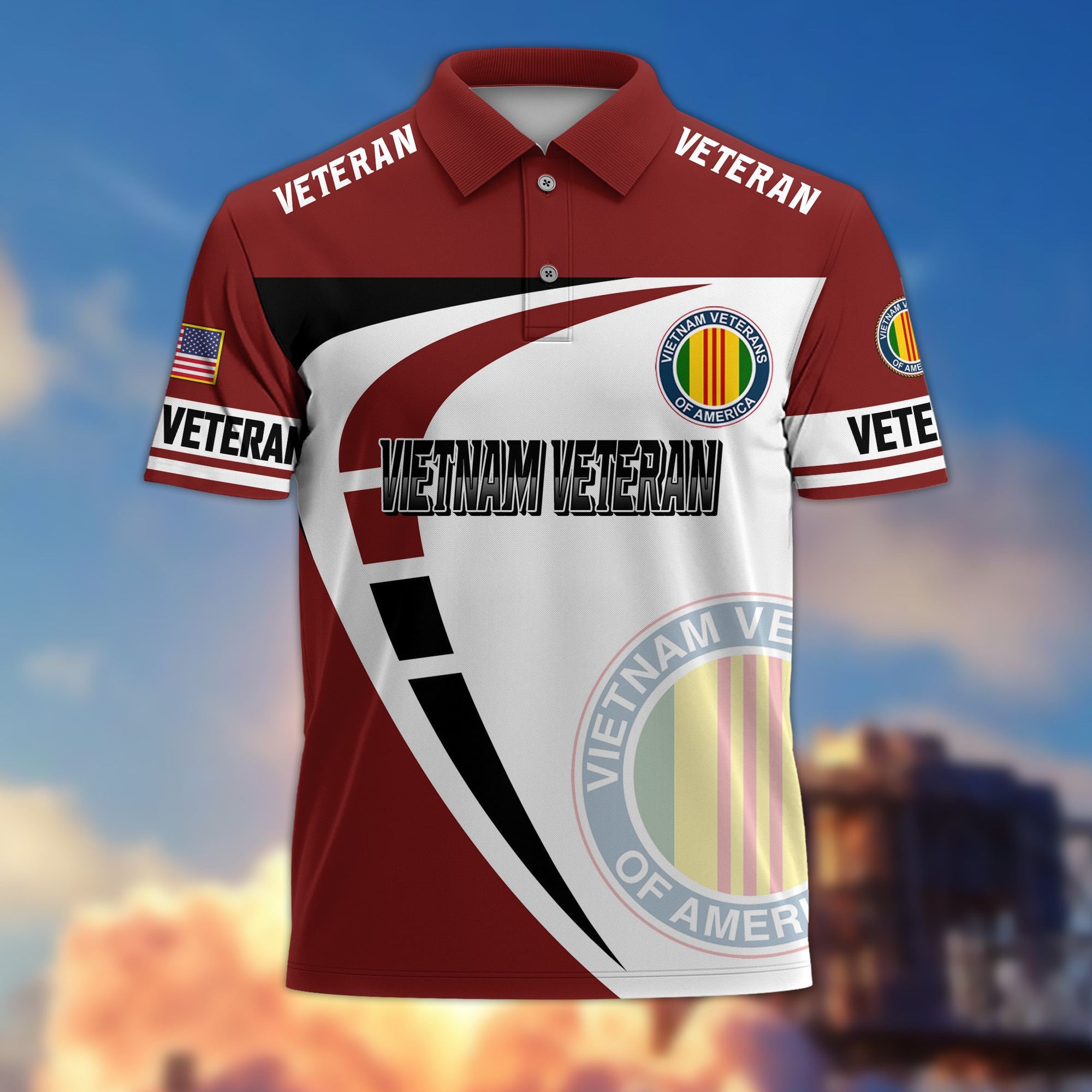 Premium US Veterans Polo Shirt, Gifts For US Veterans, Gifts On Father's Day, Veterans Day.