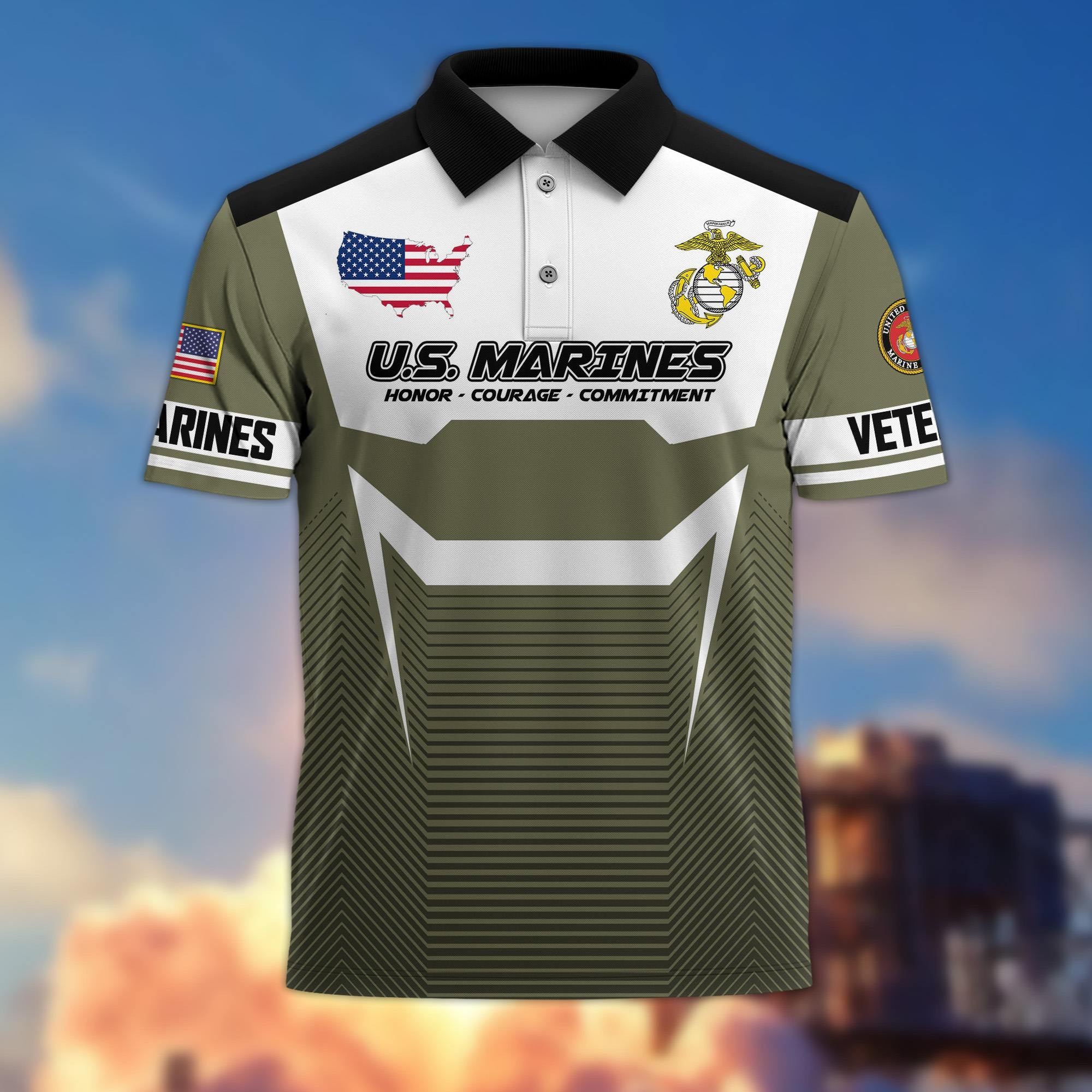 Premium US Veterans Polo Shirt, Gifts For US Veterans, Gifts On Father's Day, Veterans Day.