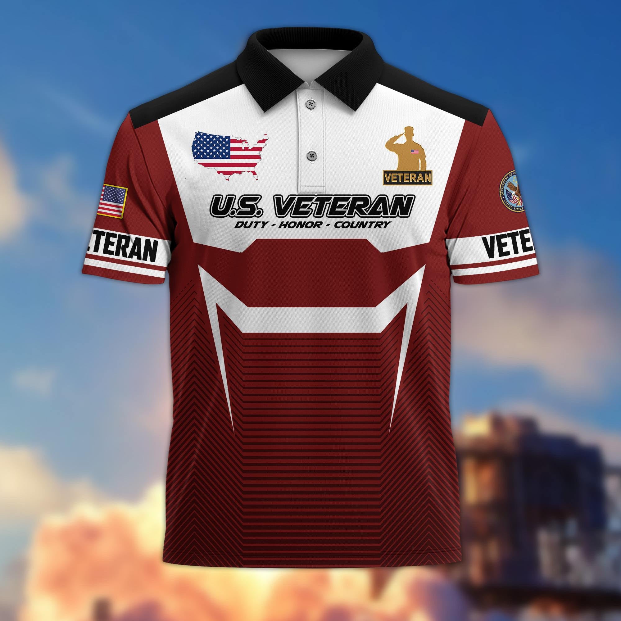 Premium US Veterans Polo Shirt, Gifts For US Veterans, Gifts On Father's Day, Veterans Day.
