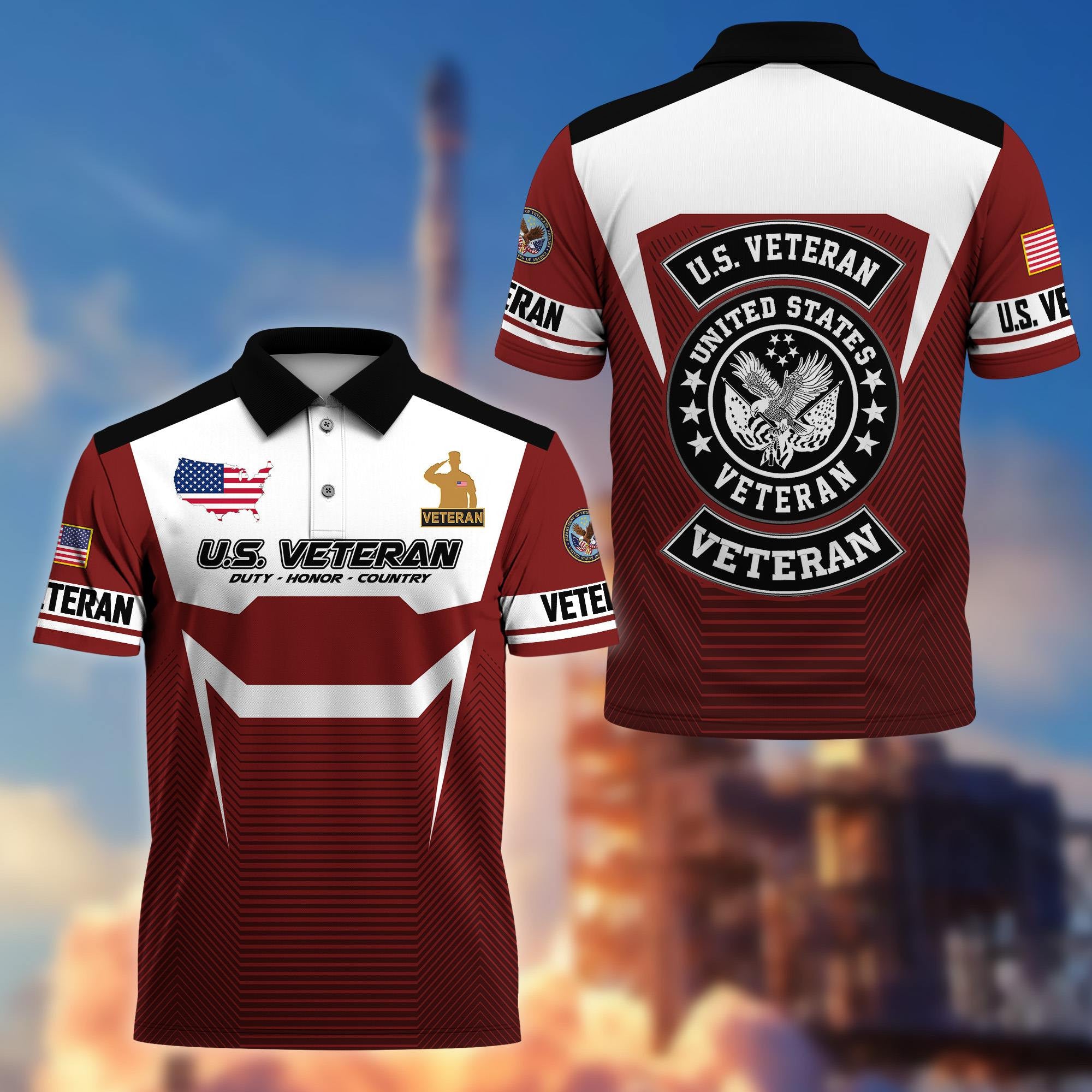 Premium US Veterans Polo Shirt, Gifts For US Veterans, Gifts On Father's Day, Veterans Day.