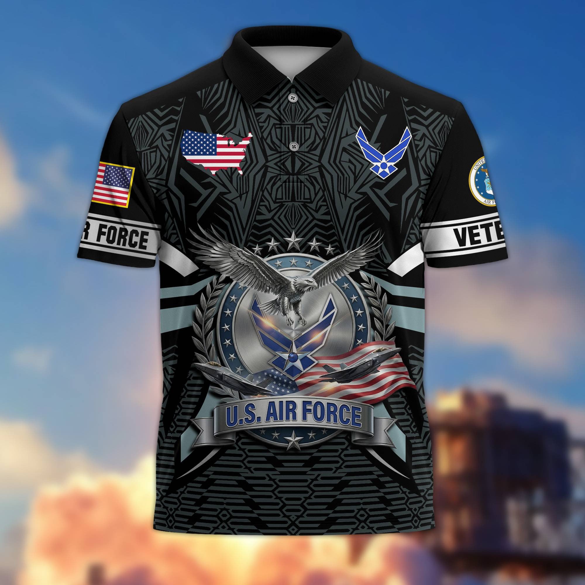 Premium US Veterans Polo Shirt, Gifts For US Veterans, Gifts On Father's Day, Veterans Day.