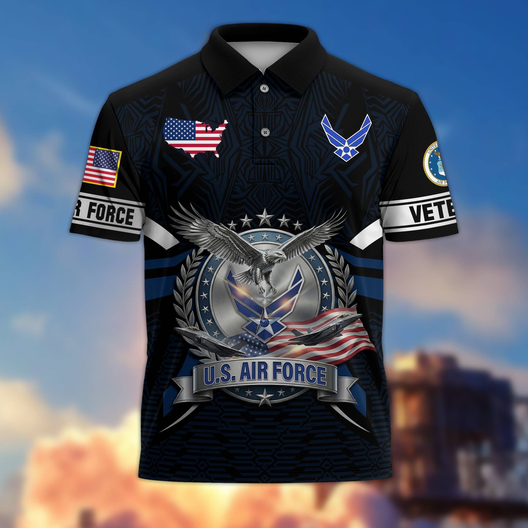 Premium US Veterans Polo Shirt, Gifts For US Veterans, Gifts On Father's Day, Veterans Day.