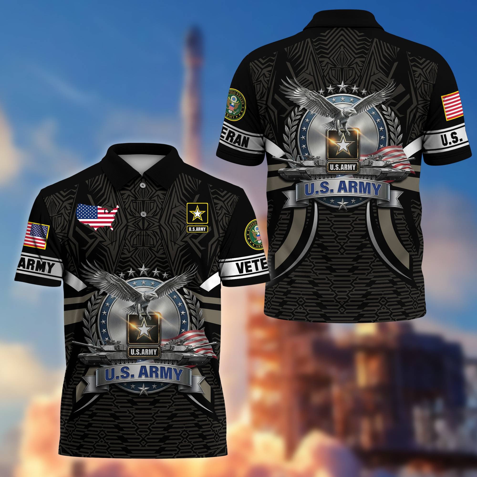 Premium US Veterans Polo Shirt, Gifts For US Veterans, Gifts On Father's Day, Veterans Day.