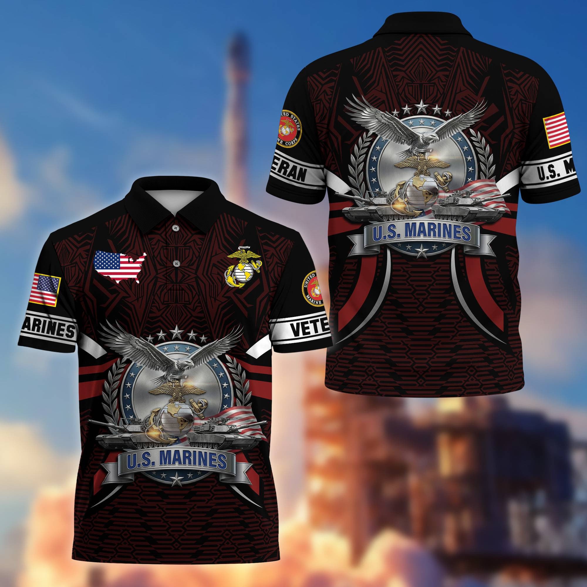 Premium US Veterans Polo Shirt, Gifts For US Veterans, Gifts On Father's Day, Veterans Day.