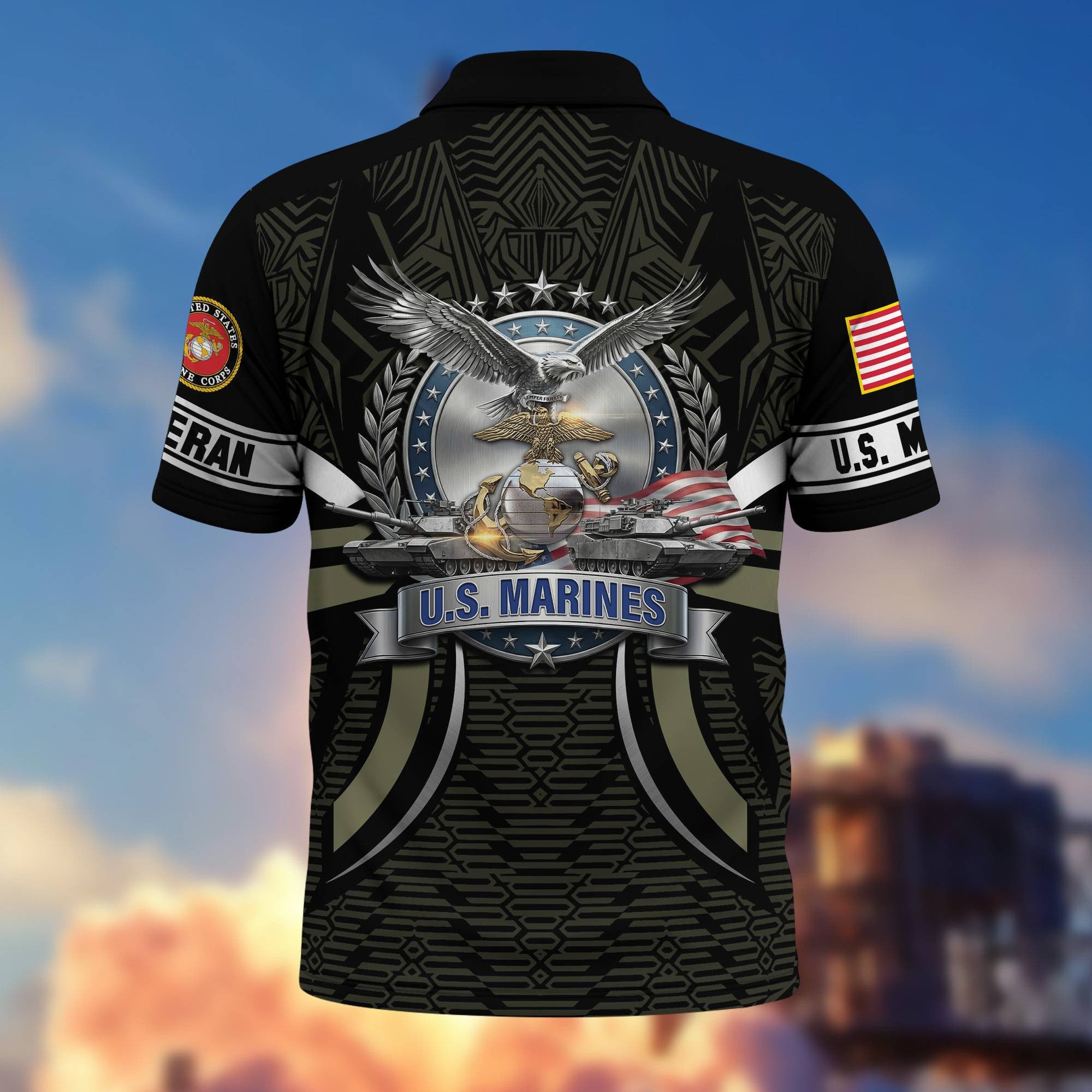 Premium US Veterans Polo Shirt, Gifts For US Veterans, Gifts On Father's Day, Veterans Day.