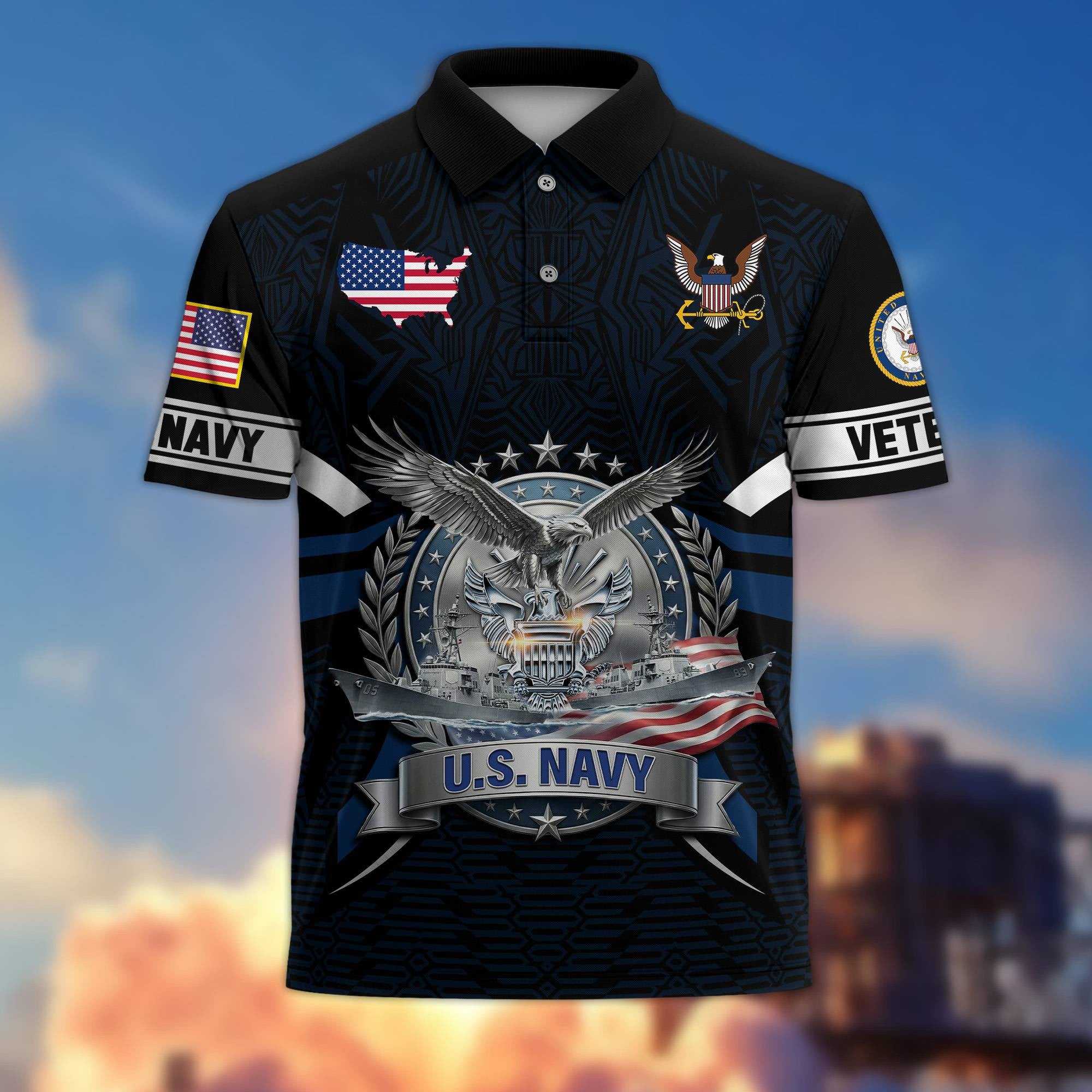 Premium US Veterans Polo Shirt, Gifts For US Veterans, Gifts On Father's Day, Veterans Day.