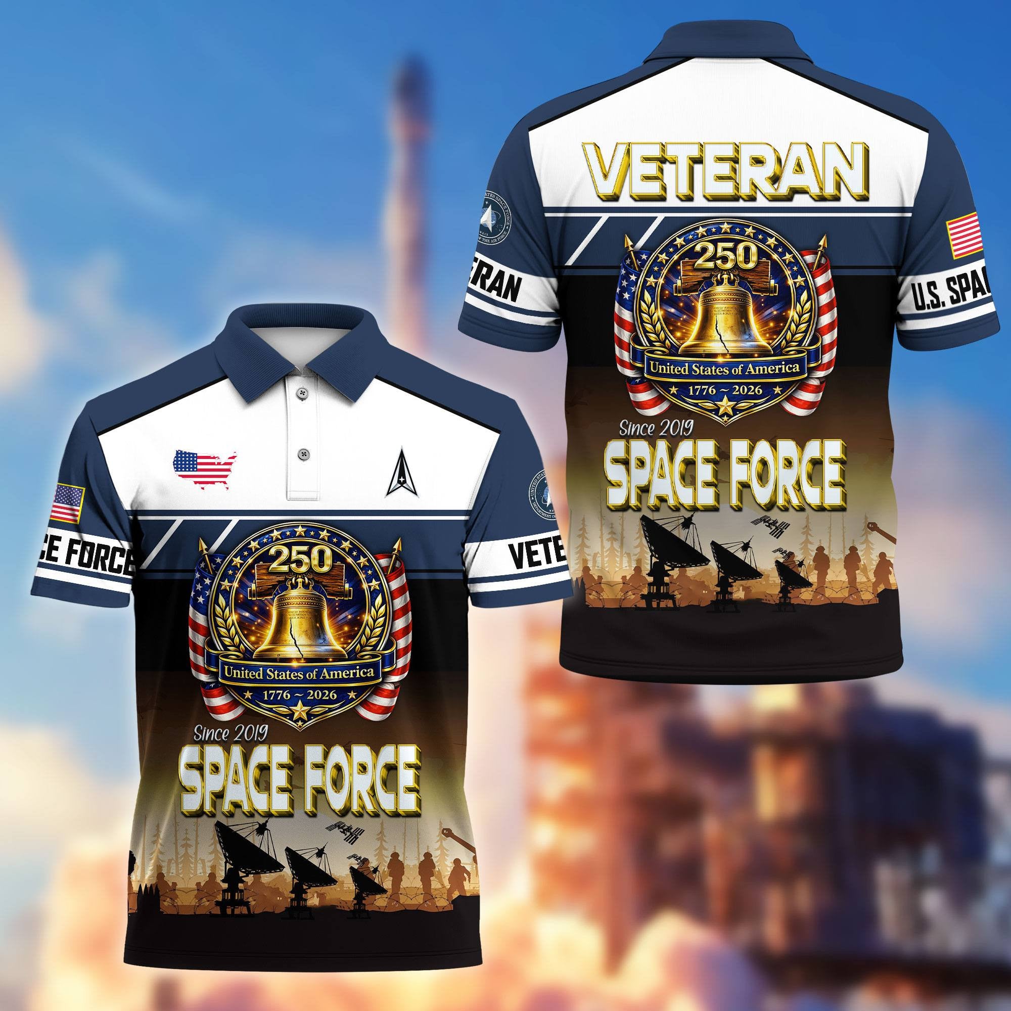 Premium America 250th Anniversary US Veteran Polo Shirt, Gifts for U.S. Veterans, Gifts for Independence Day, Veterans Day