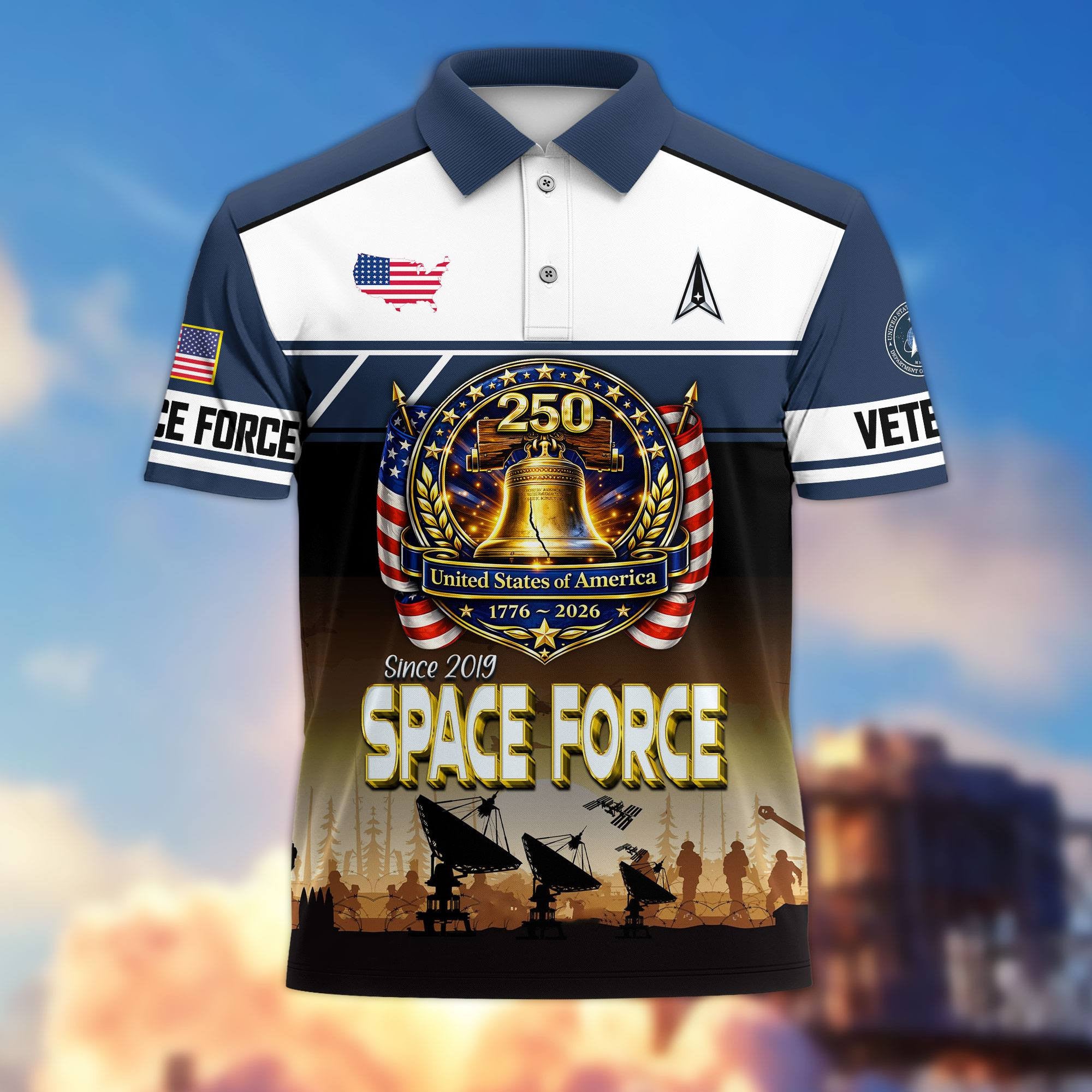 Premium America 250th Anniversary US Veteran Polo Shirt, Gifts for U.S. Veterans, Gifts for Independence Day, Veterans Day