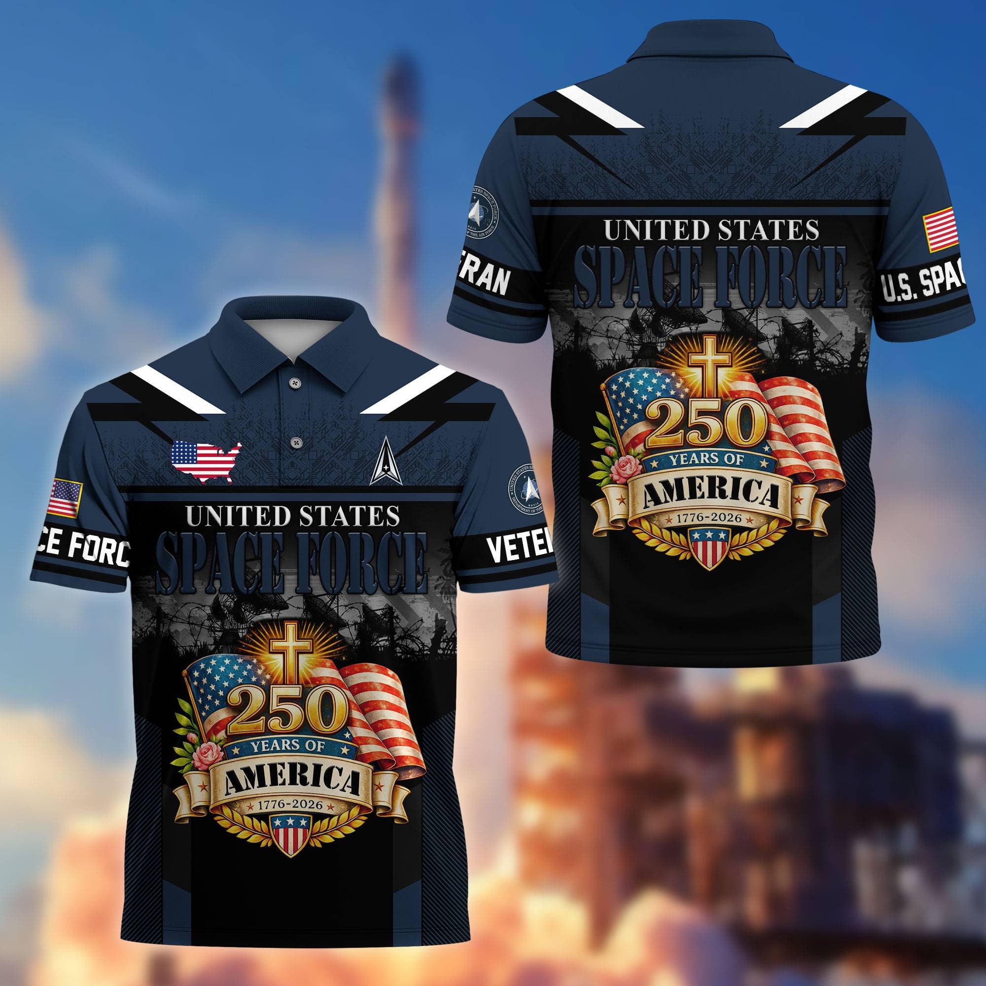 Premium America 250th Anniversary US Veteran Polo Shirt, Gifts for U.S. Veterans, Gifts for Independence Day, Veterans Day