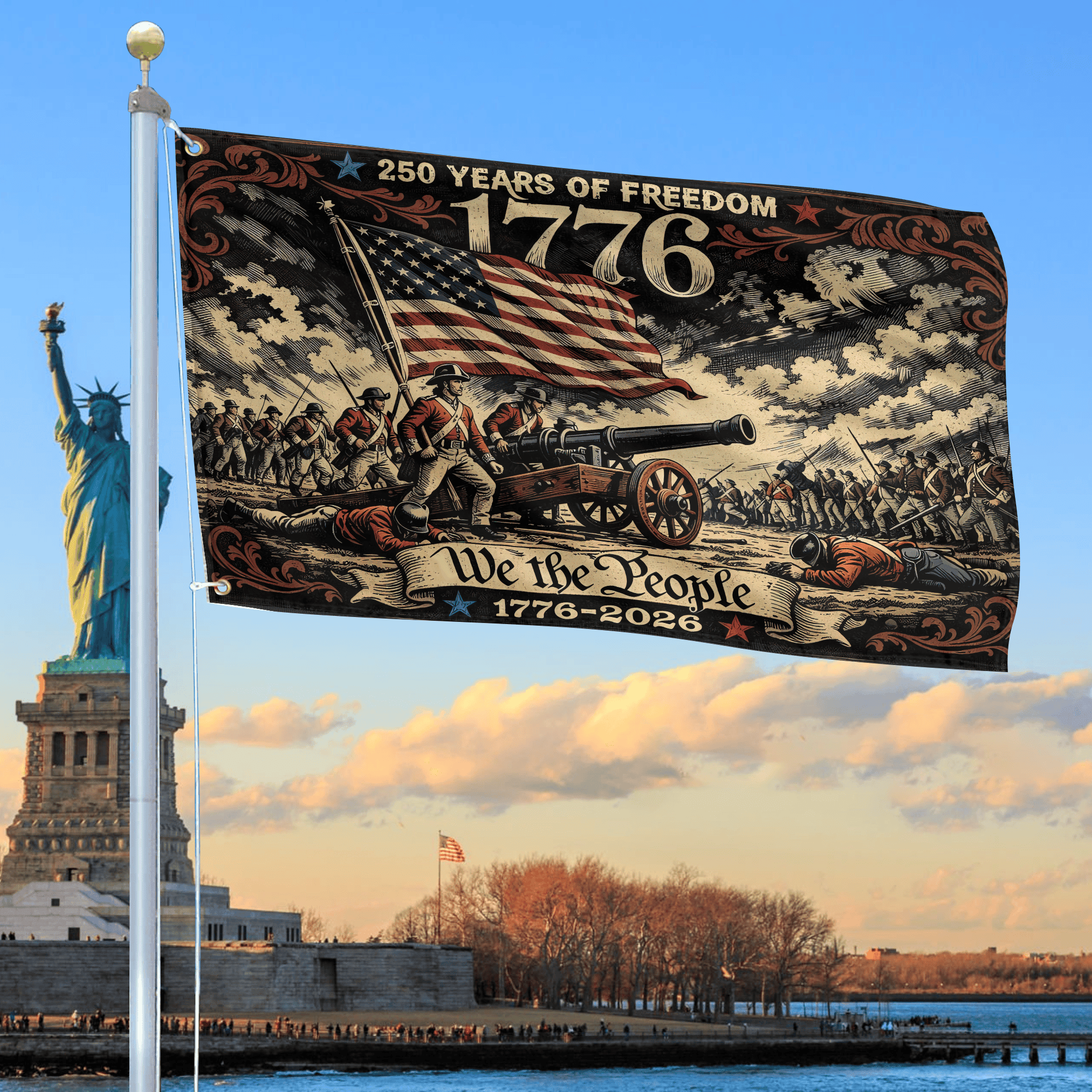Premium America 250th Anniversary Grommet Flag, America 250th Flag, America 250th Birthday, Best Gifts On Independence Day, Veterans Day.