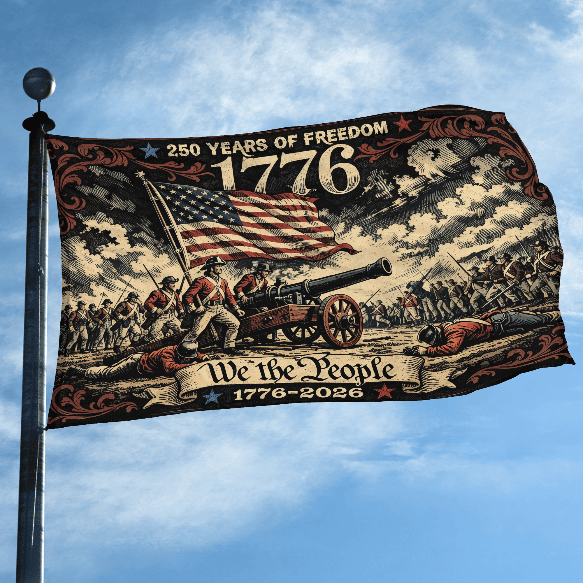 Premium America 250th Anniversary Grommet Flag, America 250th Flag, America 250th Birthday, Best Gifts On Independence Day, Veterans Day.