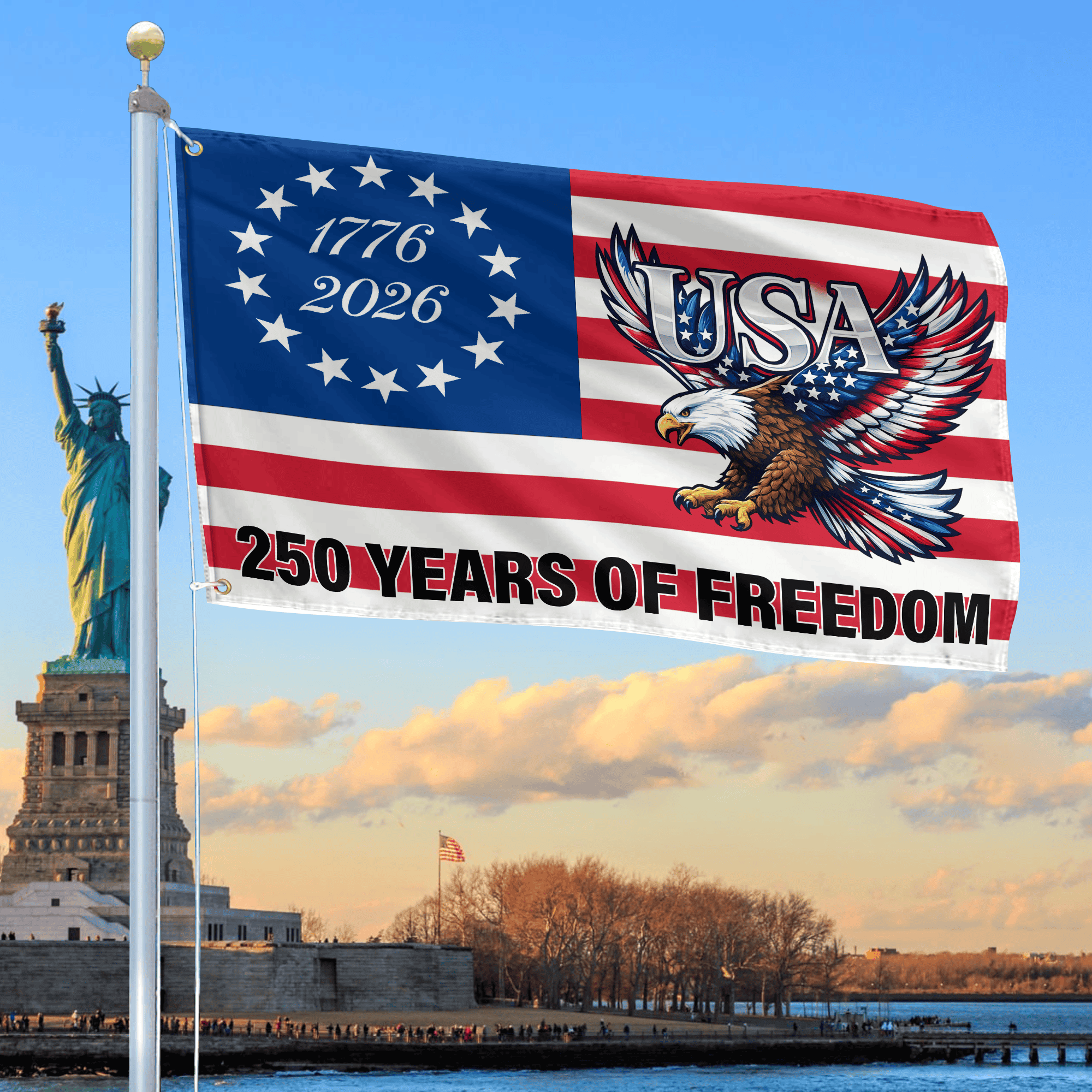 Premium America 250th Anniversary Grommet Flag, America 250th Flag, America 250th Birthday, Best Gifts On Independence Day, Veterans Day.