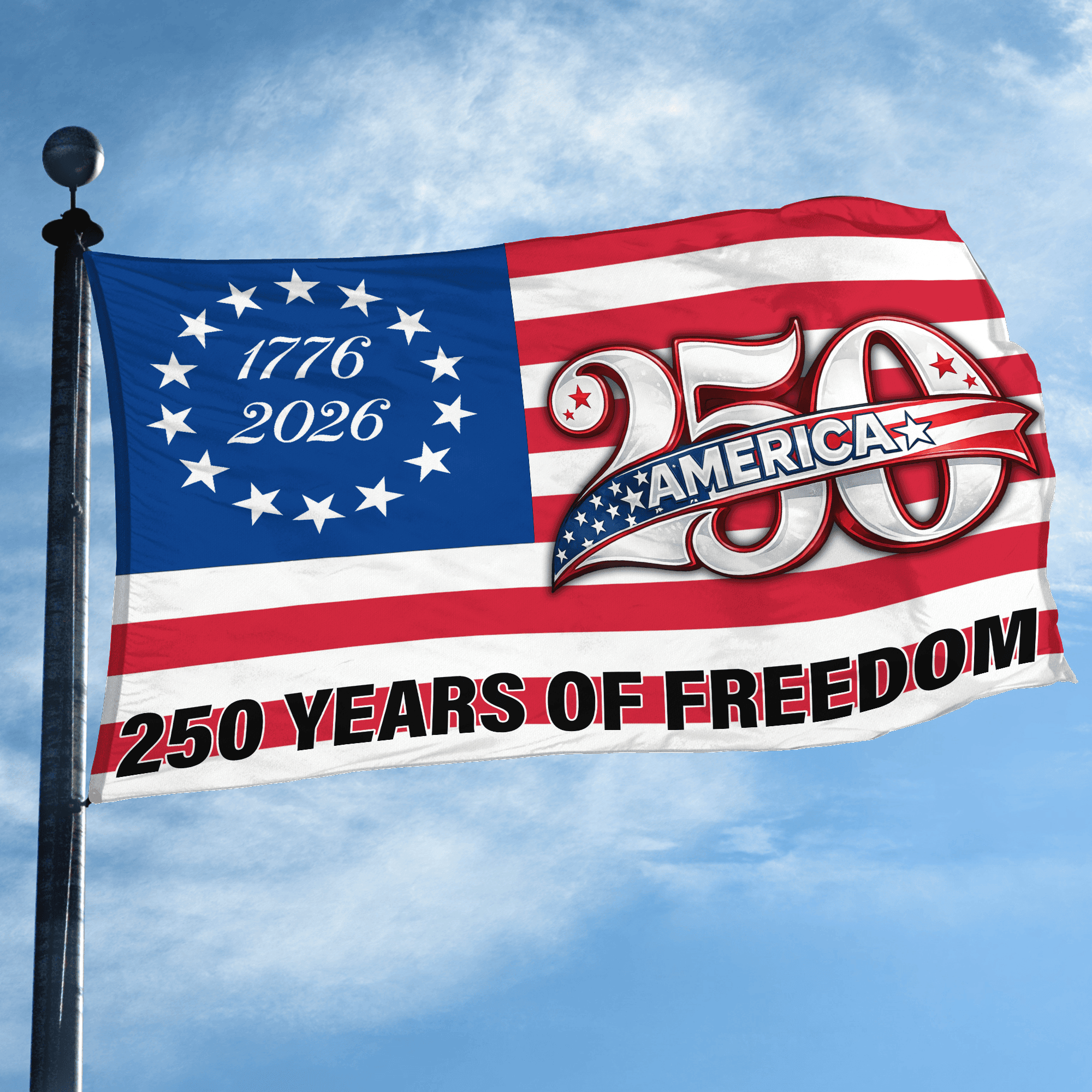 Premium America 250th Anniversary Grommet Flag, America 250th Flag, America 250th Birthday, Best Gifts On Independence Day, Veterans Day.