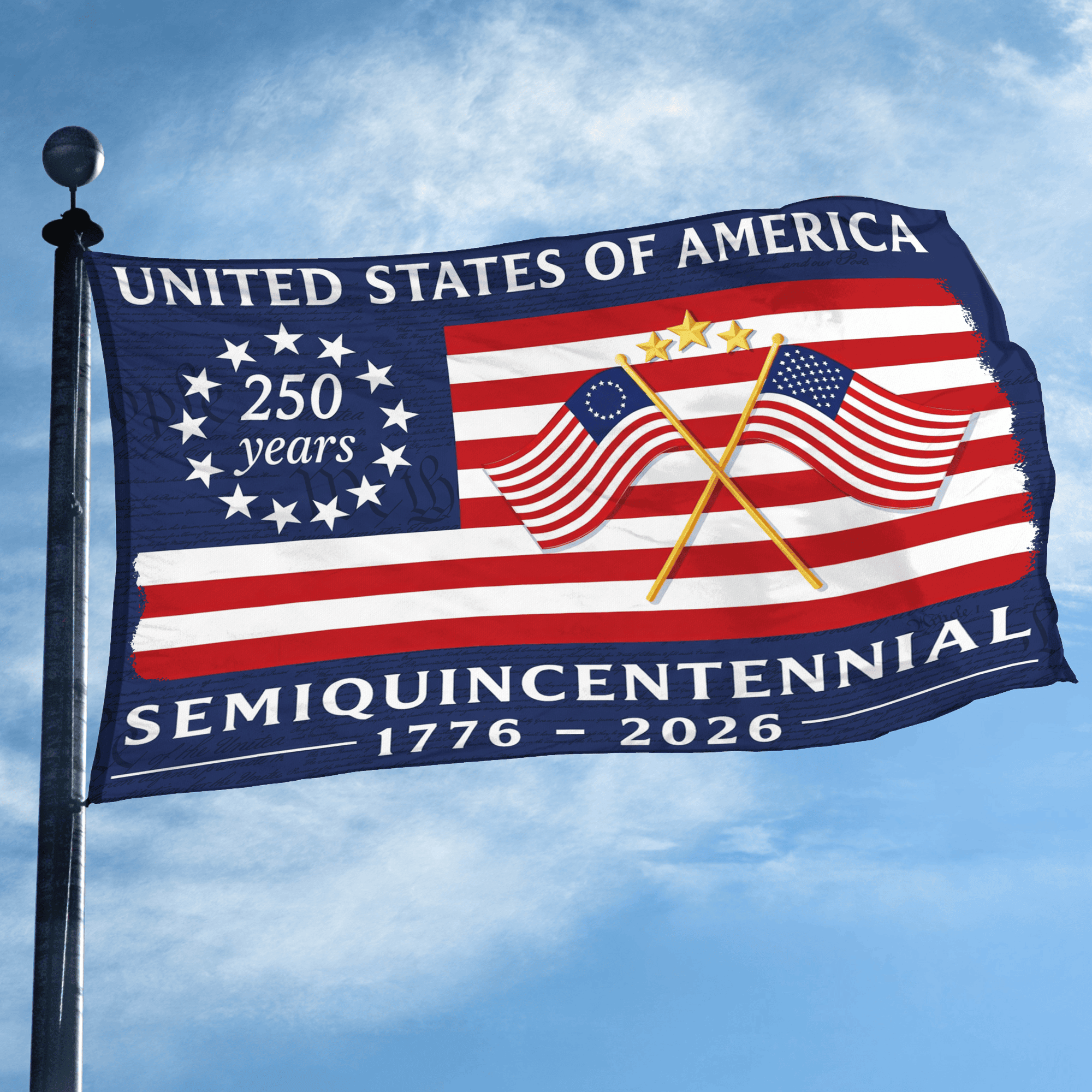 Premium America 250th Anniversary Grommet Flag, America 250th Flag, America 250th Birthday, Best Gifts On Independence Day, Veterans Day.