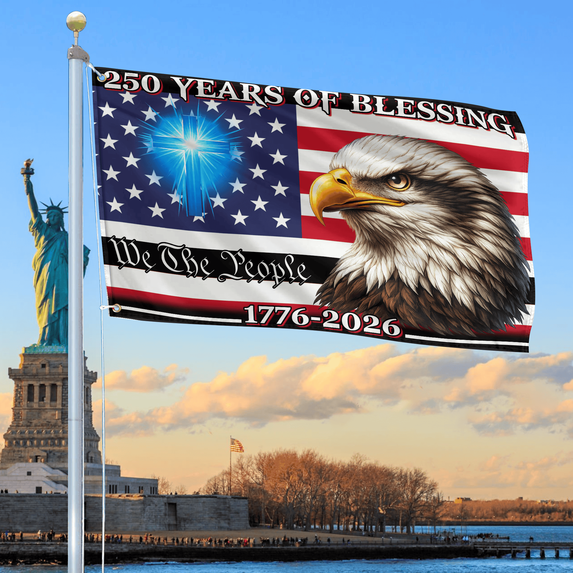 Premium America 250th Anniversary Grommet Flag, America 250th Flag, America 250th Birthday, Best Gifts On Independence Day, Veterans Day.