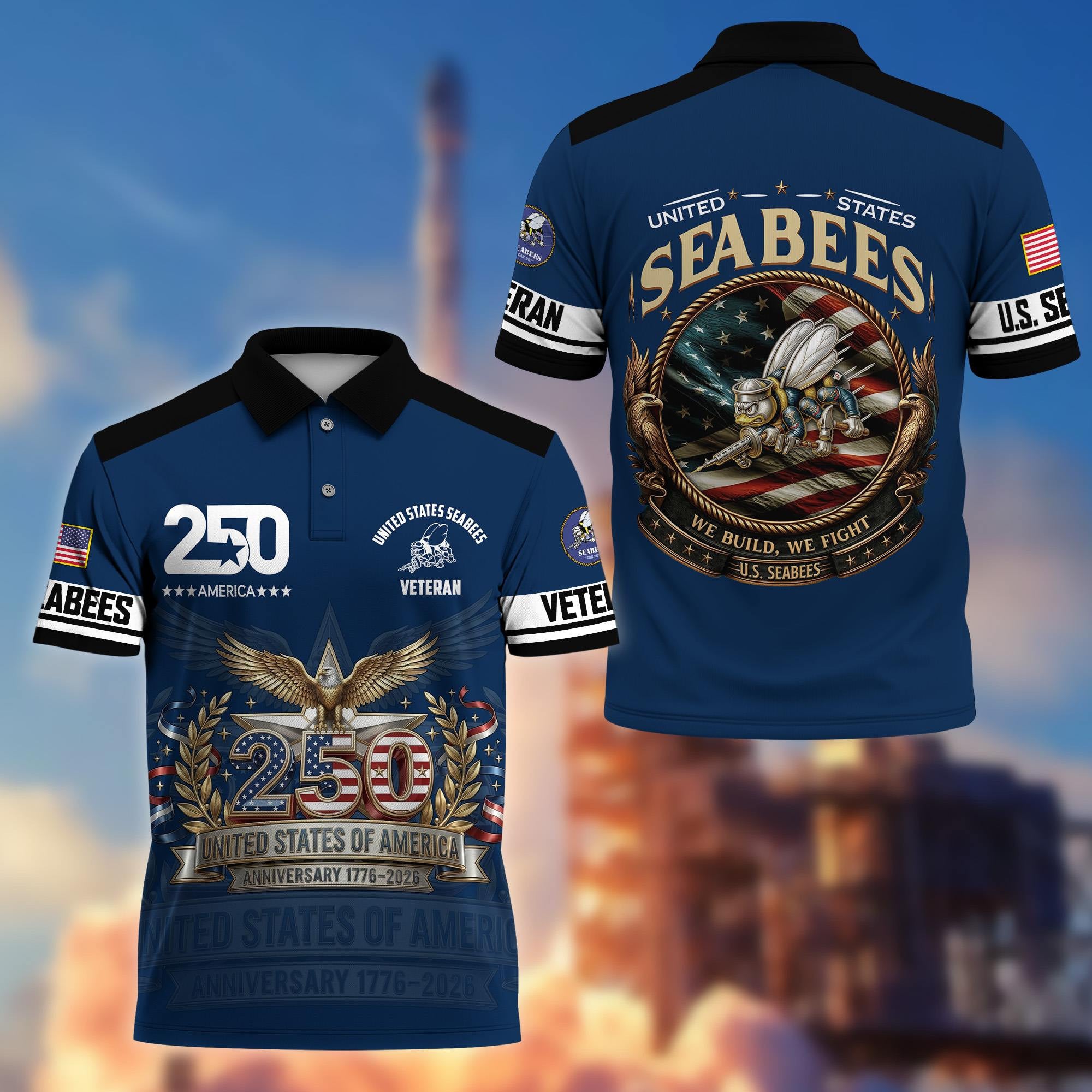Premium America 250th Anniversary US Veteran Polo Shirt, Gifts for U.S. Veterans, Gifts for Independence Day, Veterans Day