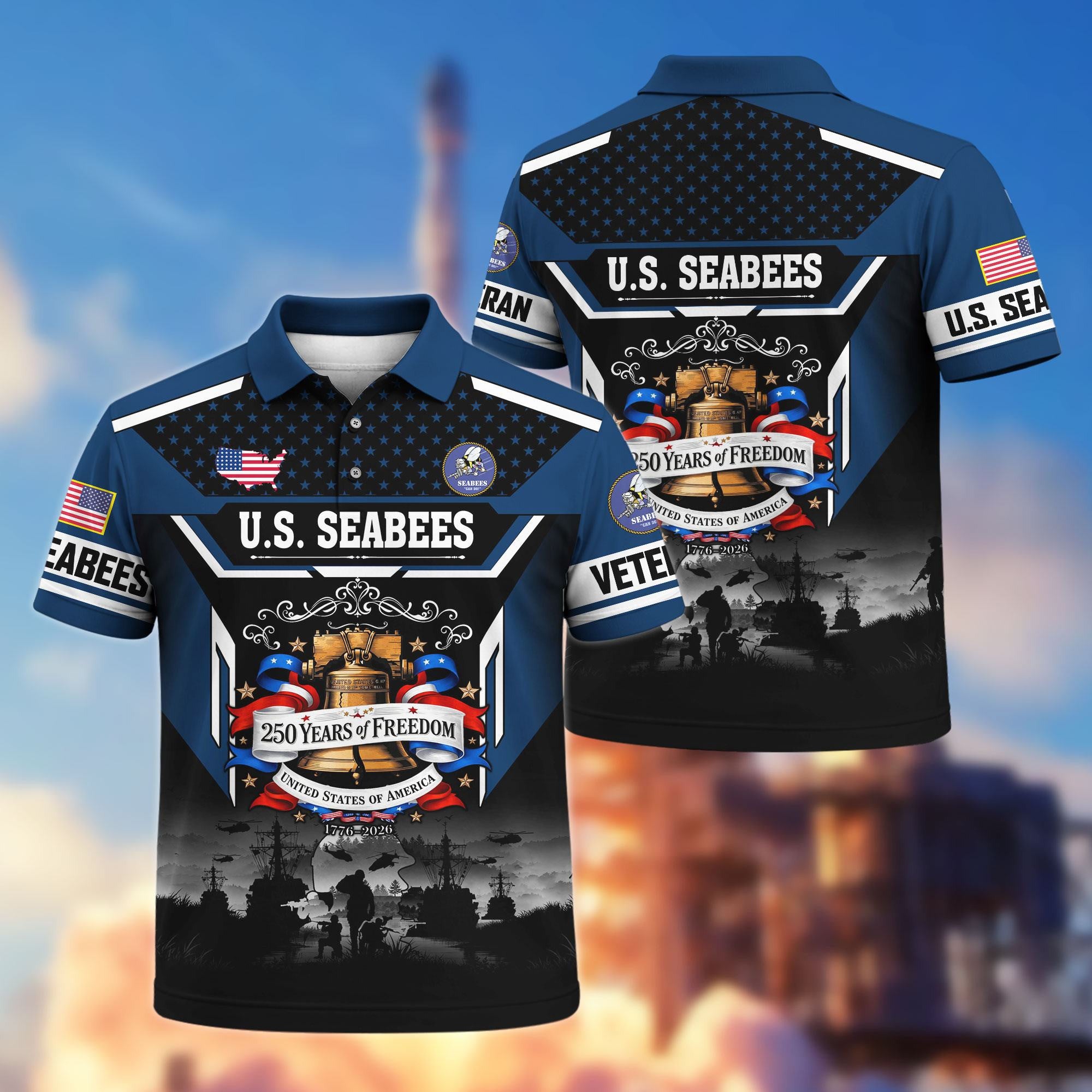 Premium America 250th Anniversary US Veteran Polo Shirt, Gifts for U.S. Veterans, Gifts for Independence Day, Veterans Day