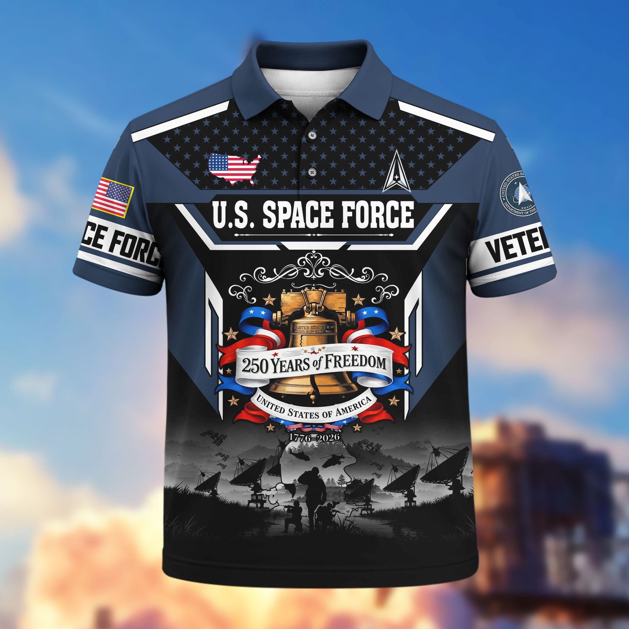 Premium America 250th Anniversary US Veteran Polo Shirt, Gifts for U.S. Veterans, Gifts for Independence Day, Veterans Day