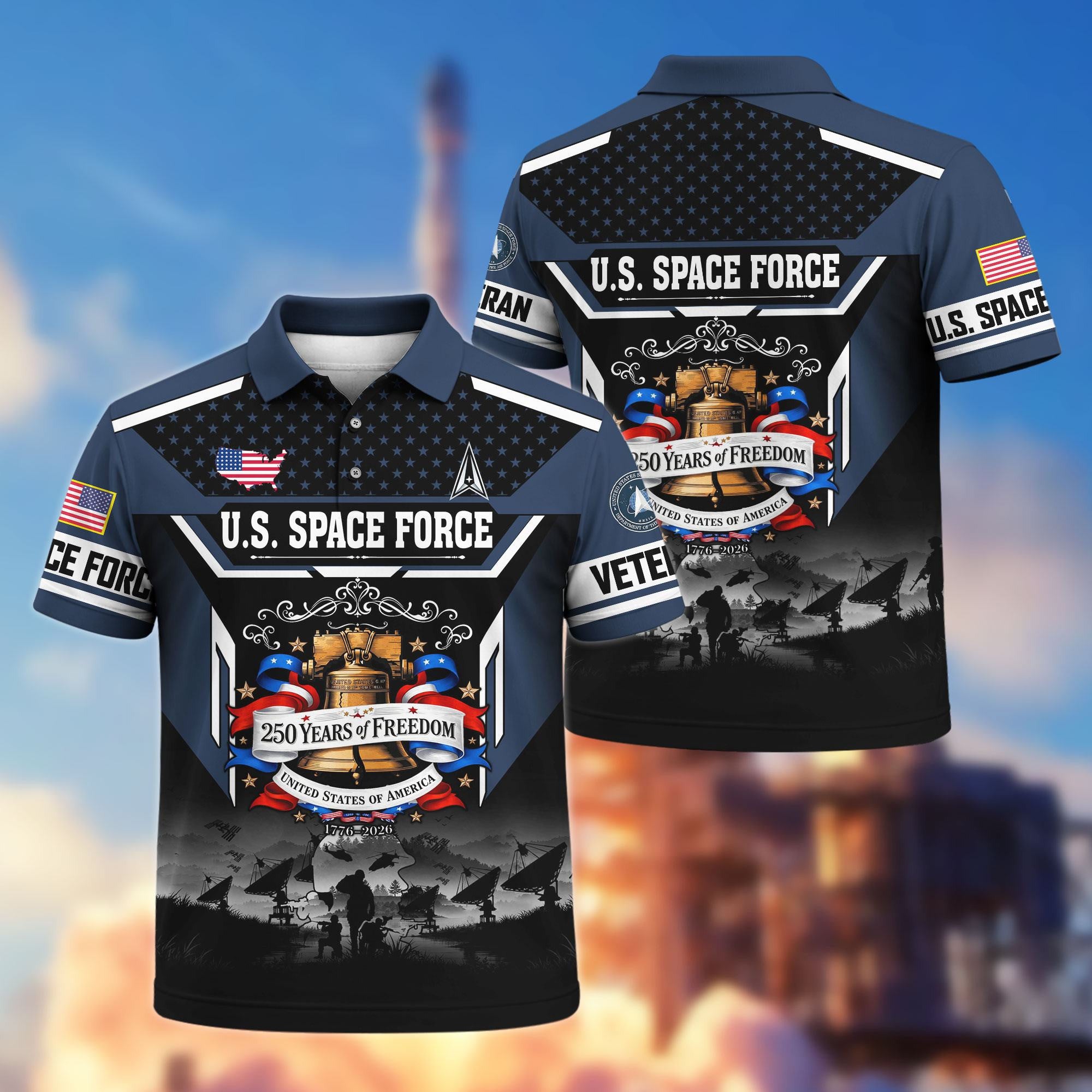 Premium America 250th Anniversary US Veteran Polo Shirt, Gifts for U.S. Veterans, Gifts for Independence Day, Veterans Day