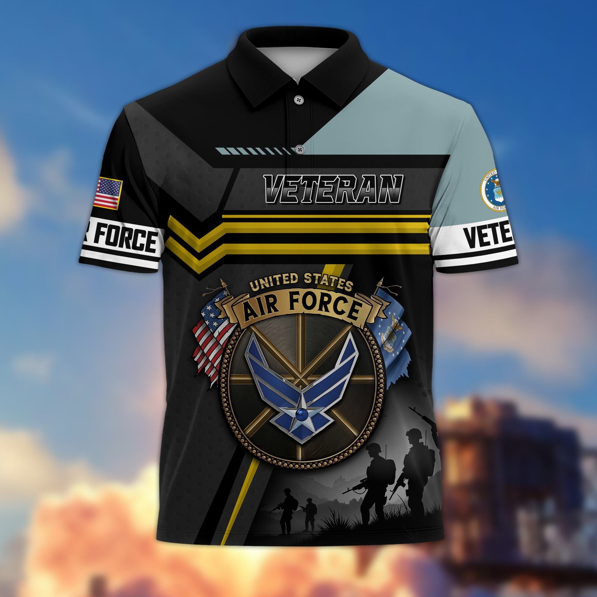 Premium US Veterans Polo Shirt, Gifts For US Veterans, Gifts On Father's Day, Veterans Day.