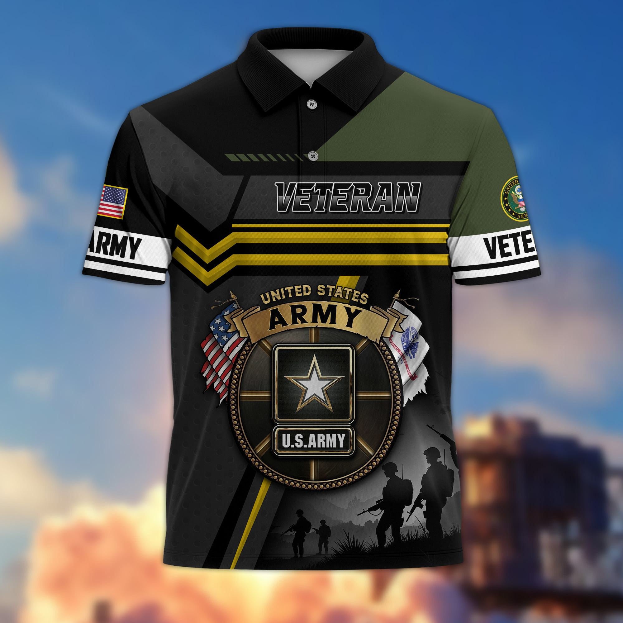 Premium US Veterans Polo Shirt, Gifts For US Veterans, Gifts On Father's Day, Veterans Day.