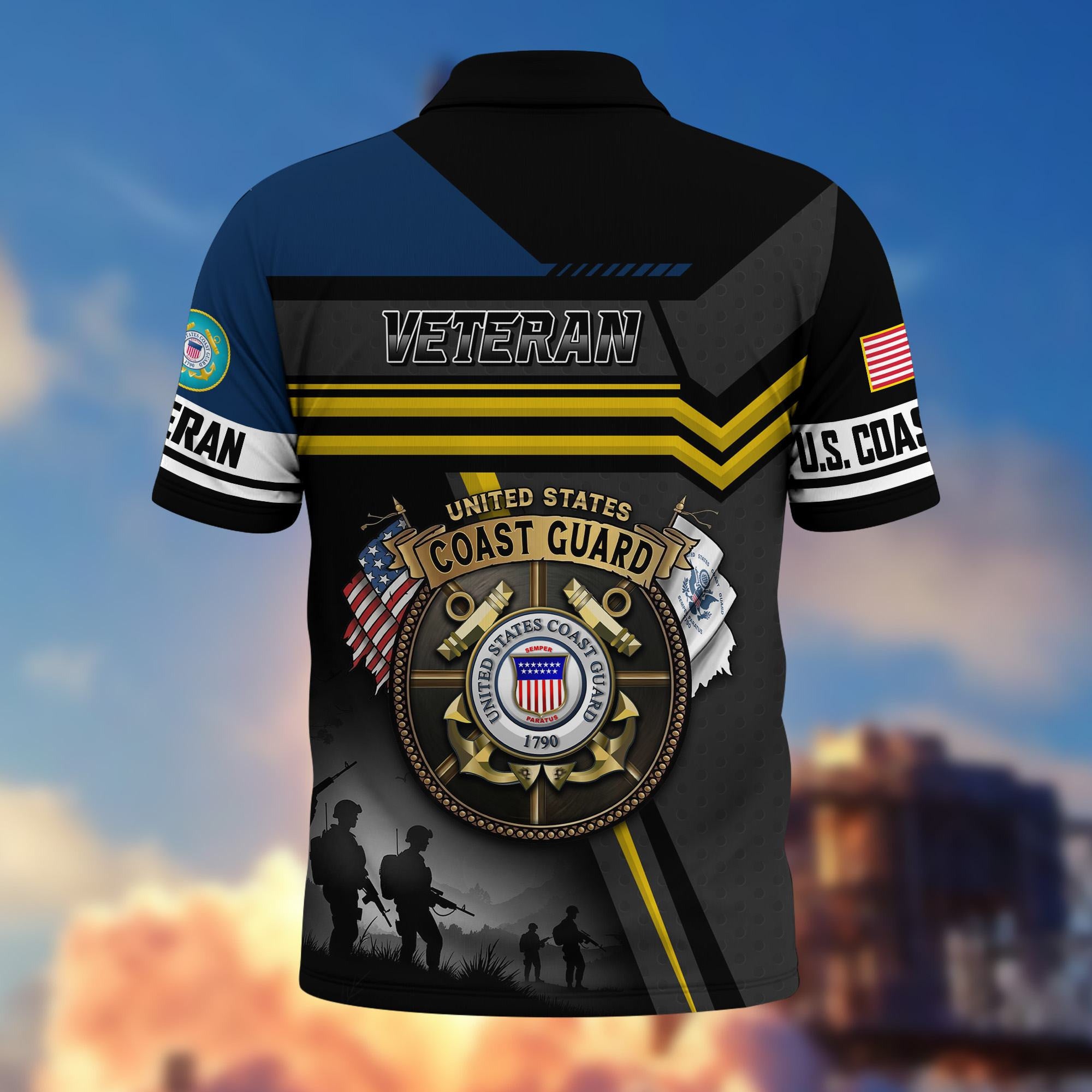 Premium US Veterans Polo Shirt, Gifts For US Veterans, Gifts On Father's Day, Veterans Day.