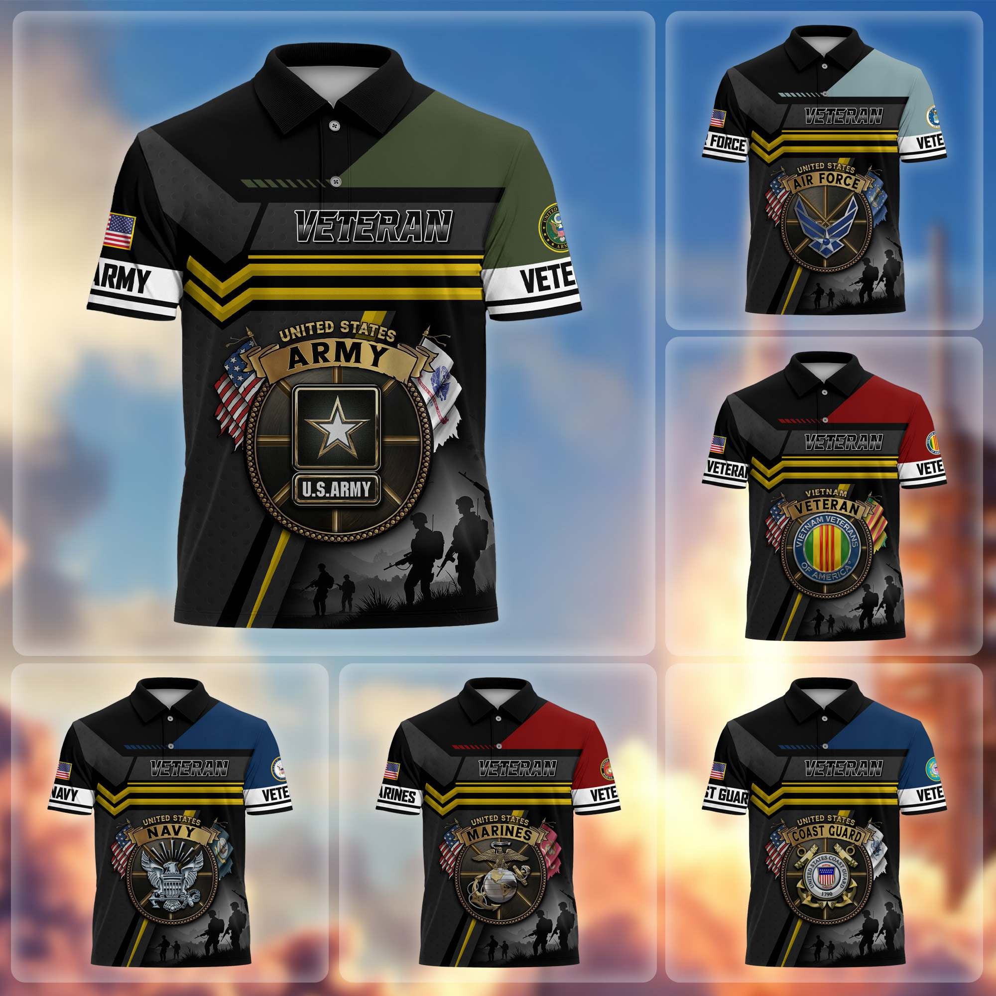 Premium US Veterans Polo Shirt, Gifts For US Veterans, Gifts On Father's Day, Veterans Day.