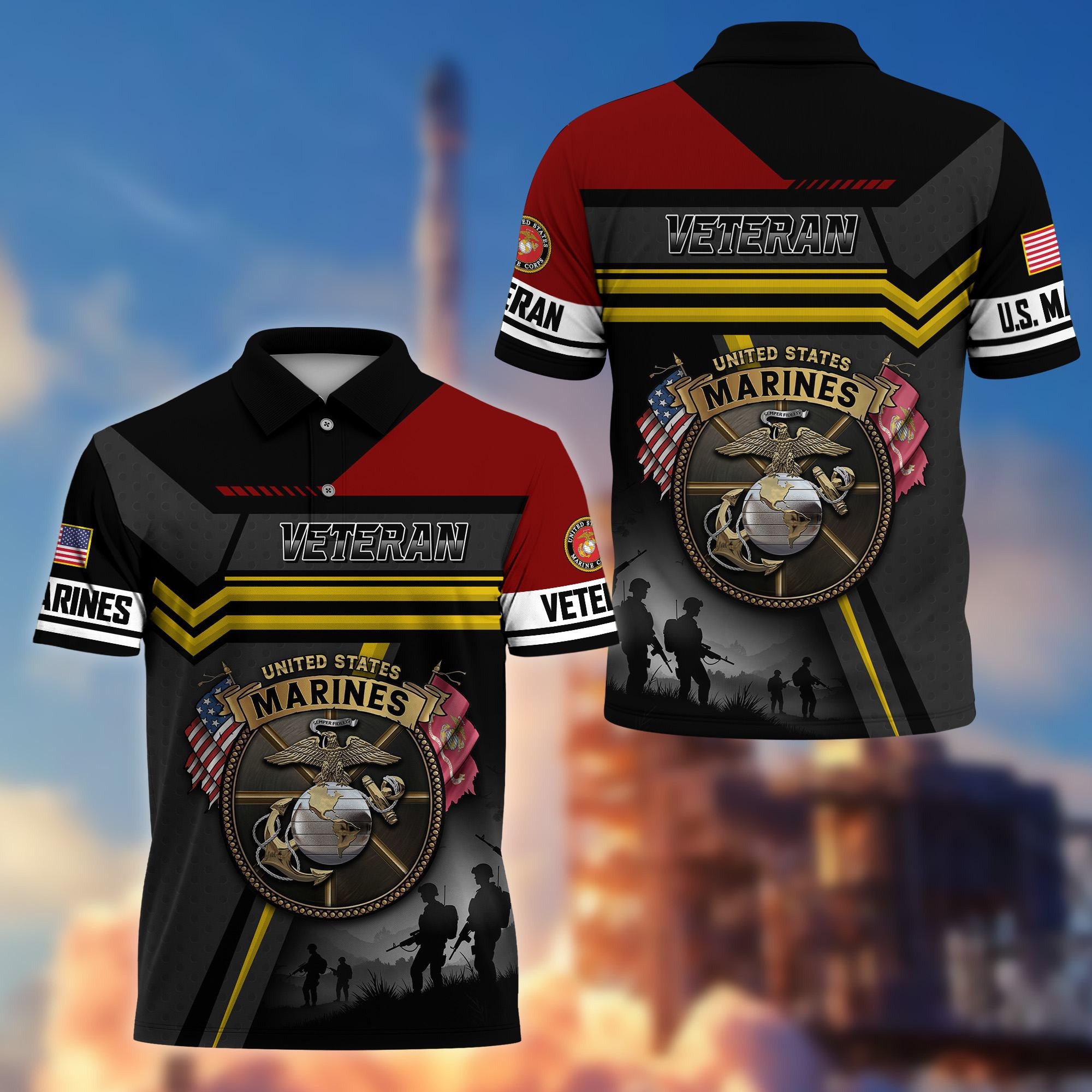 Premium US Veterans Polo Shirt, Gifts For US Veterans, Gifts On Father's Day, Veterans Day.