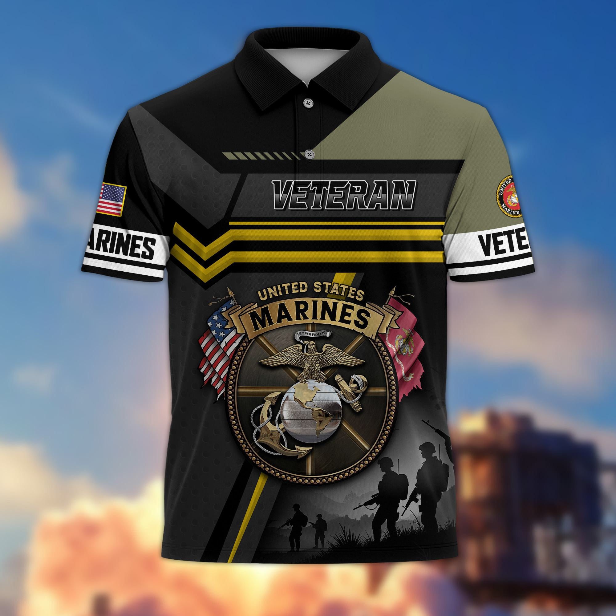 Premium US Veterans Polo Shirt, Gifts For US Veterans, Gifts On Father's Day, Veterans Day.