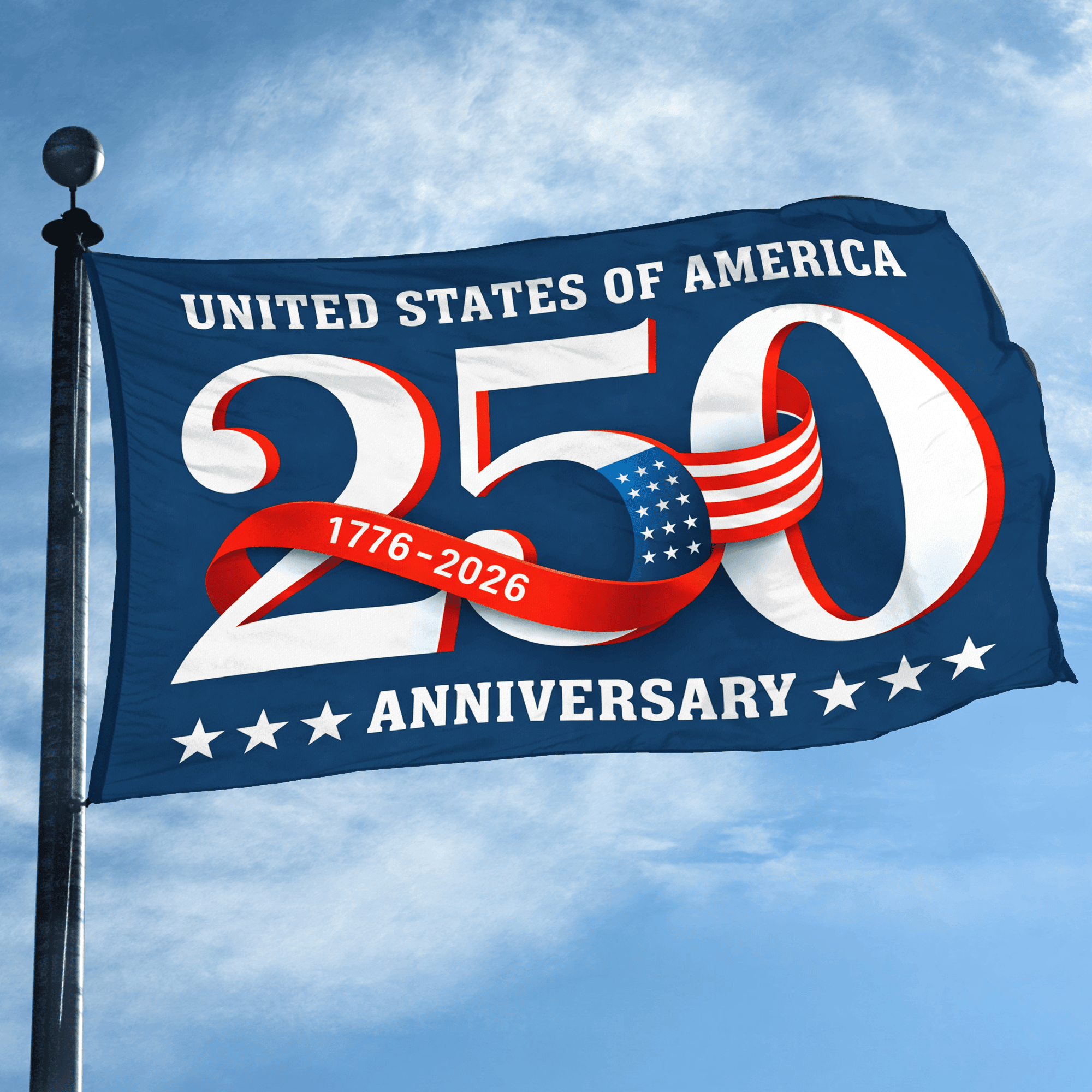 Premium America 250th Anniversary Grommet Flag, America 250th Flag, America 250th Birthday, Best Gifts On Independence Day, Veterans Day.