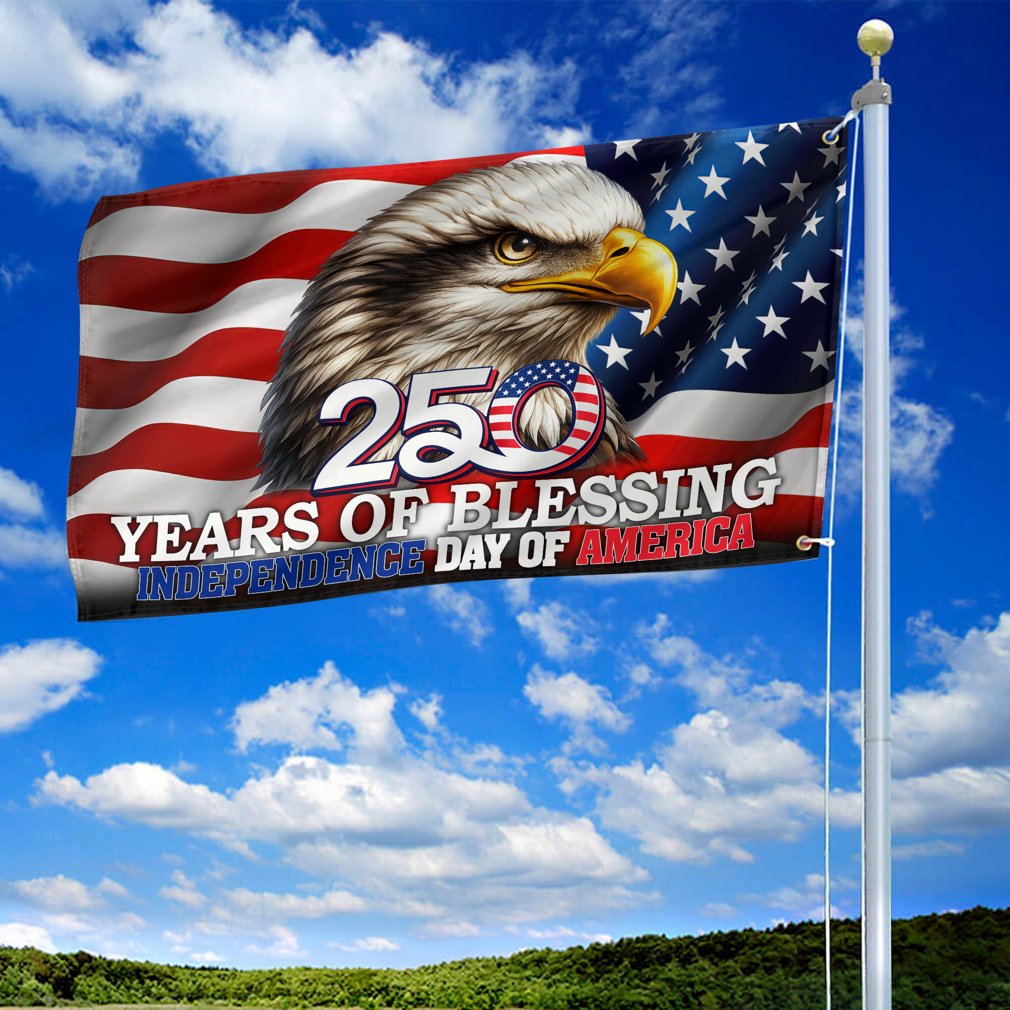 Premium America 250th Anniversary Grommet Flag, America 250th Flag, America 250th Birthday, Best Gifts On Independence Day, Veterans Day.