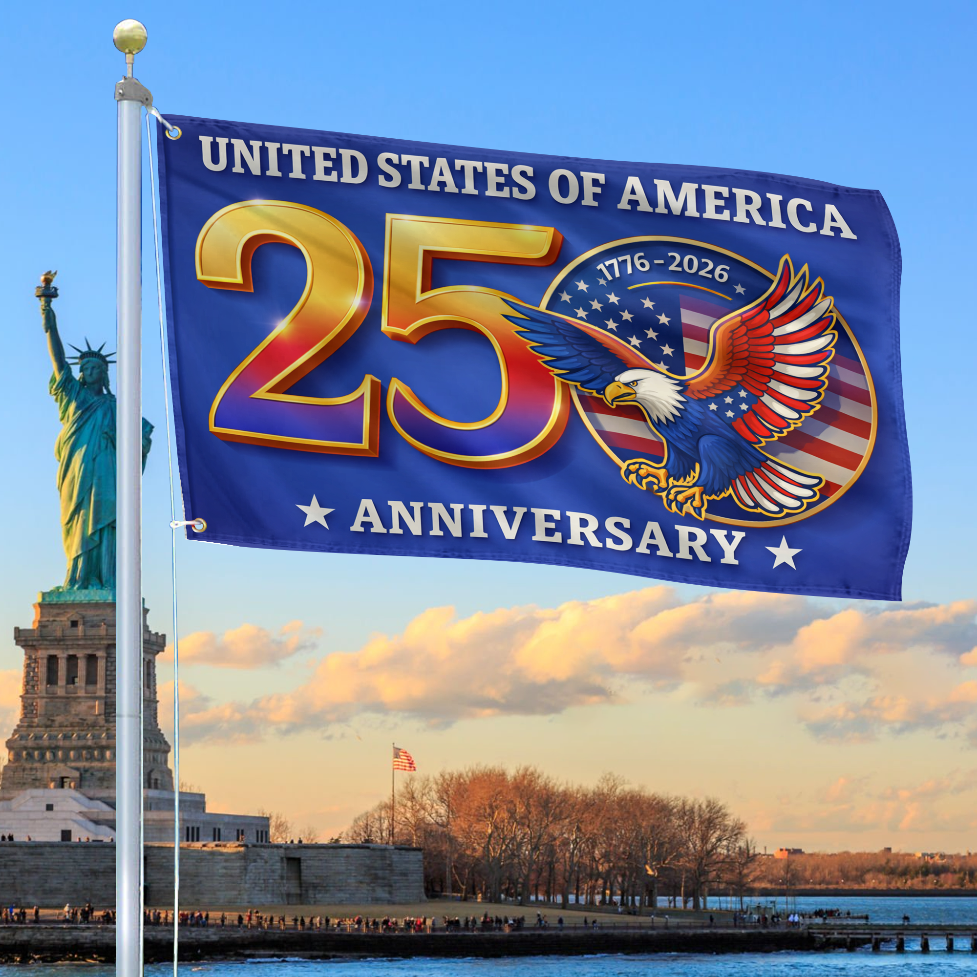 Premium America 250th Anniversary Grommet Flag, America 250th Flag, America 250th Birthday, Best Gifts On Independence Day, Veterans Day.