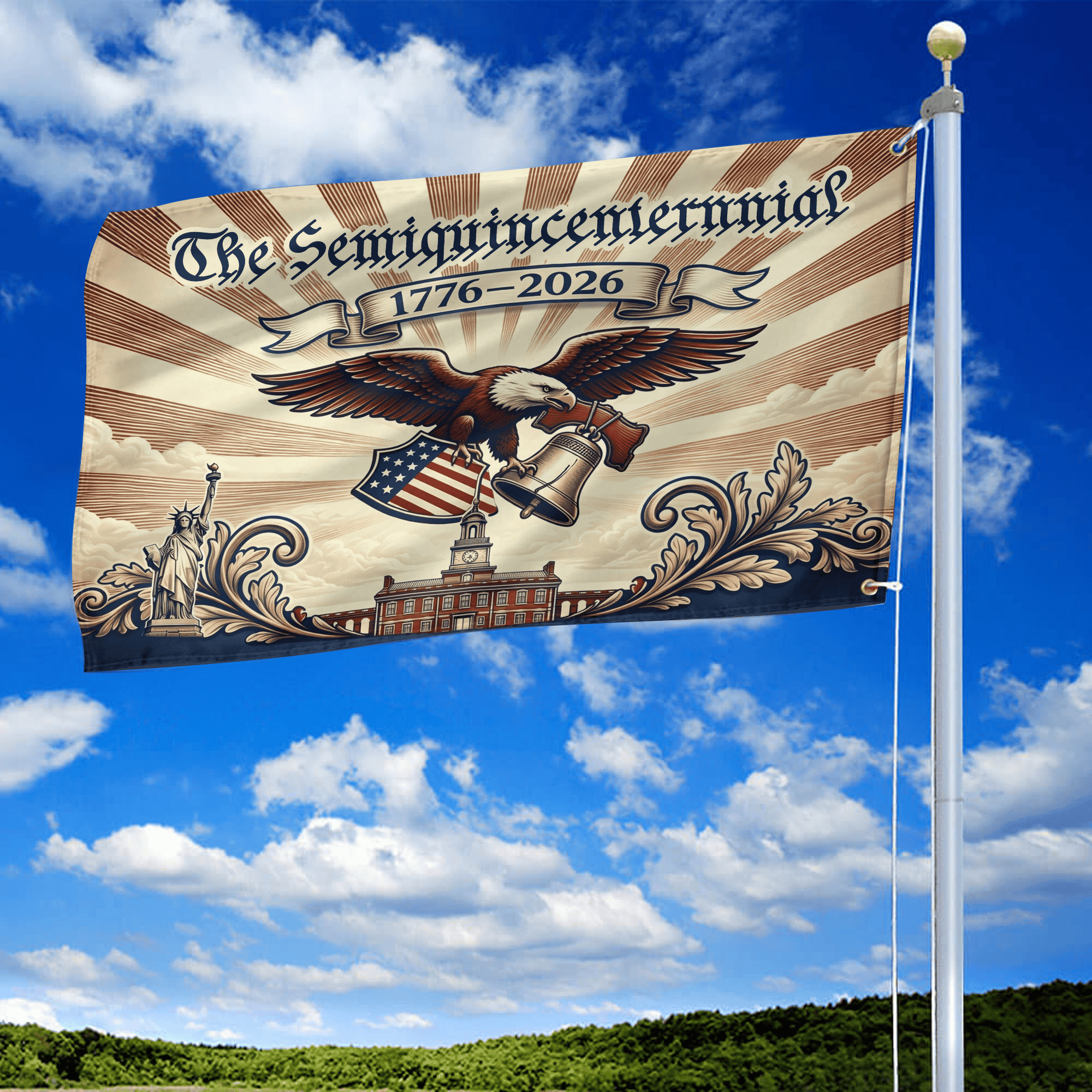 Premium America 250th Anniversary Grommet Flag, America 250th Flag, America 250th Birthday, Best Gifts On Independence Day, Veterans Day.