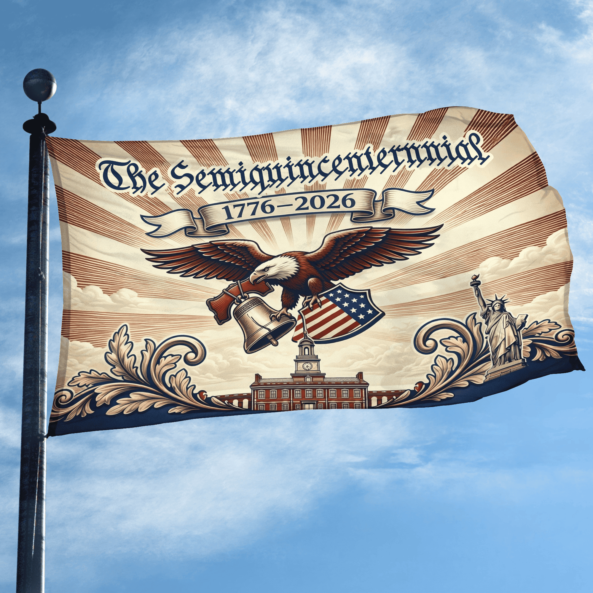 Premium America 250th Anniversary Grommet Flag, America 250th Flag, America 250th Birthday, Best Gifts On Independence Day, Veterans Day.