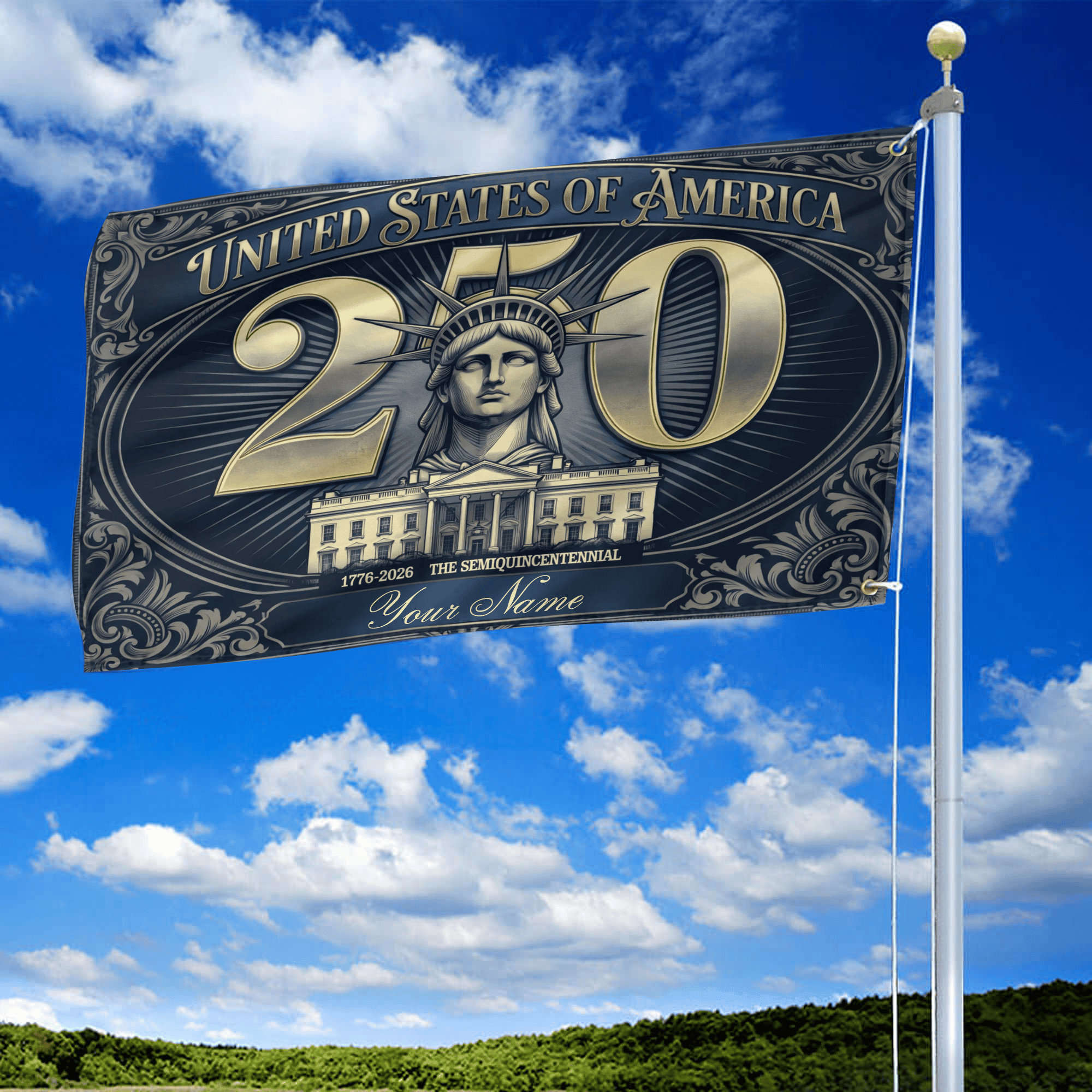 Premium America 250th Anniversary Grommet Flag, America 250th Flag, America 250th Birthday, Best Gifts On Independence Day, Veterans Day.