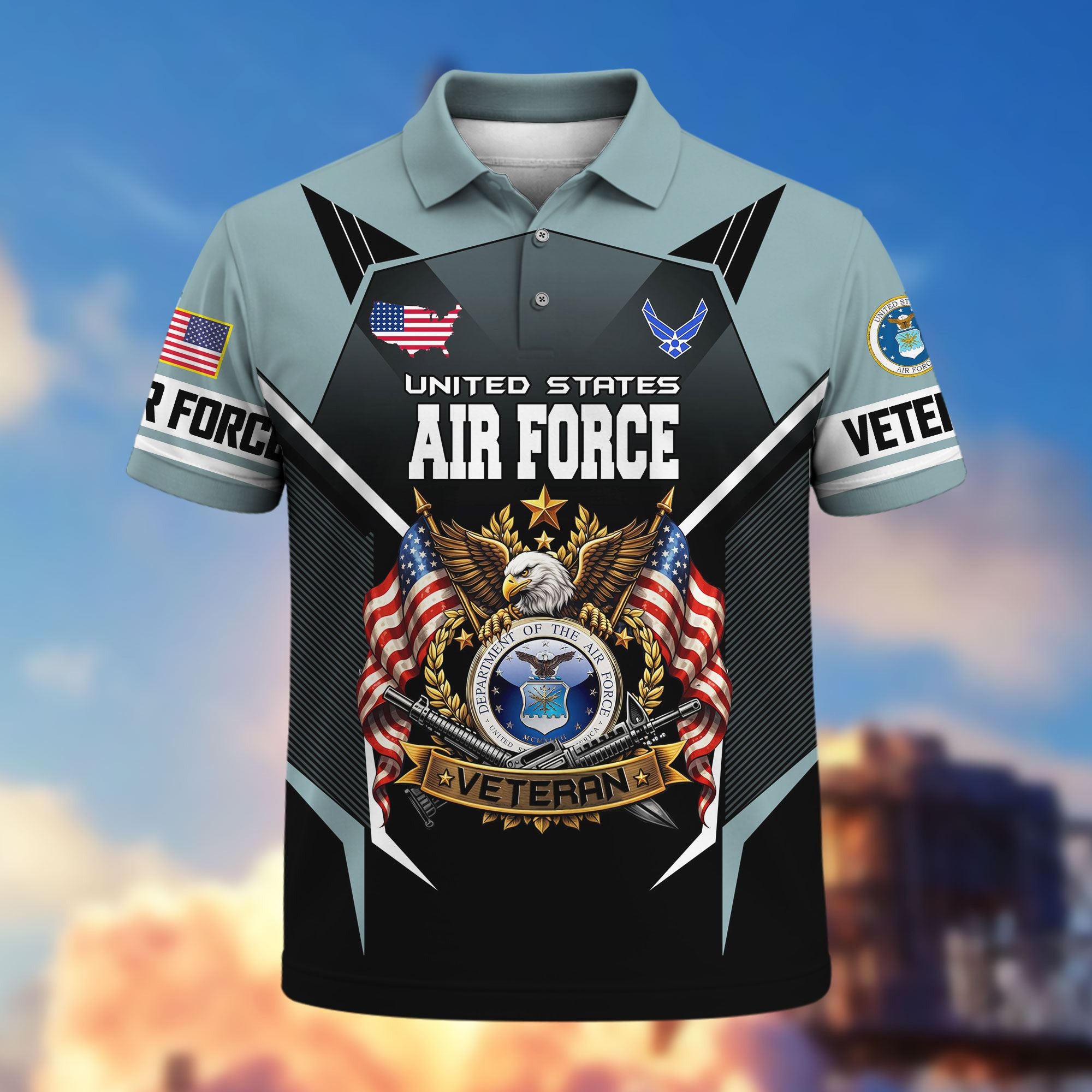 Premium US Veterans Polo Shirt, Gifts For US Veterans, Gifts On Father's Day, Veterans Day.