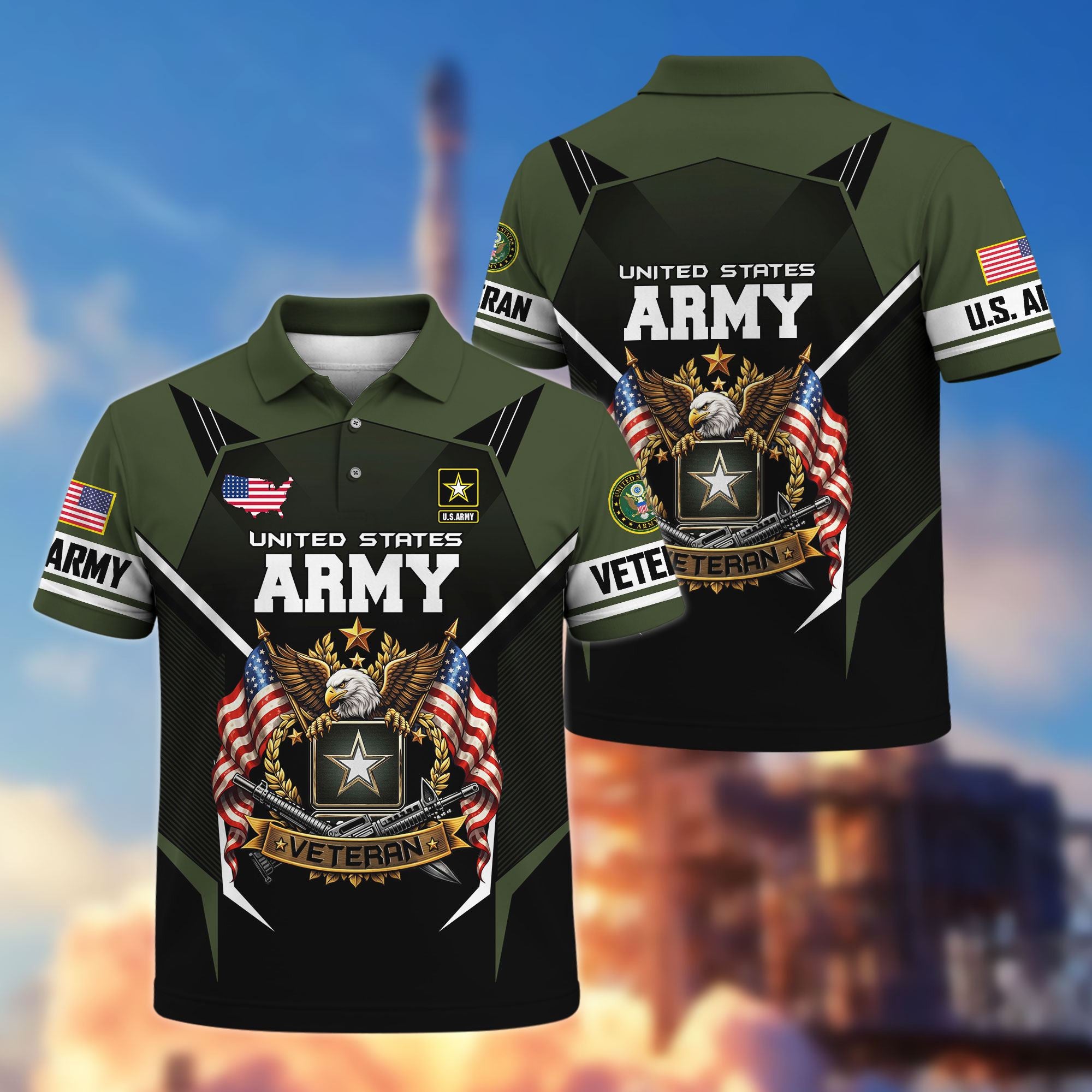 Premium US Veterans Polo Shirt, Gifts For US Veterans, Gifts On Father's Day, Veterans Day.