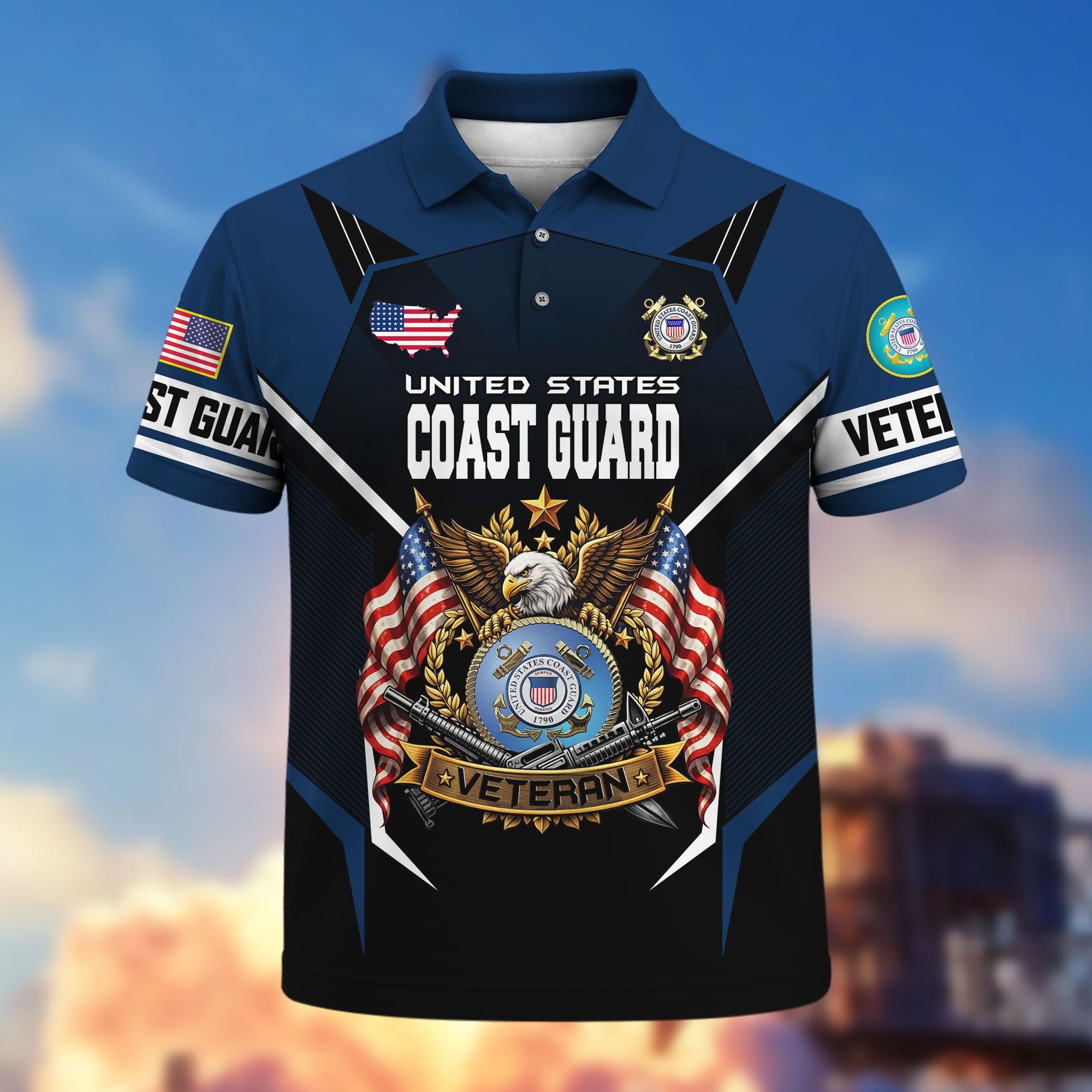 Premium US Veterans Polo Shirt, Gifts For US Veterans, Gifts On Father's Day, Veterans Day.