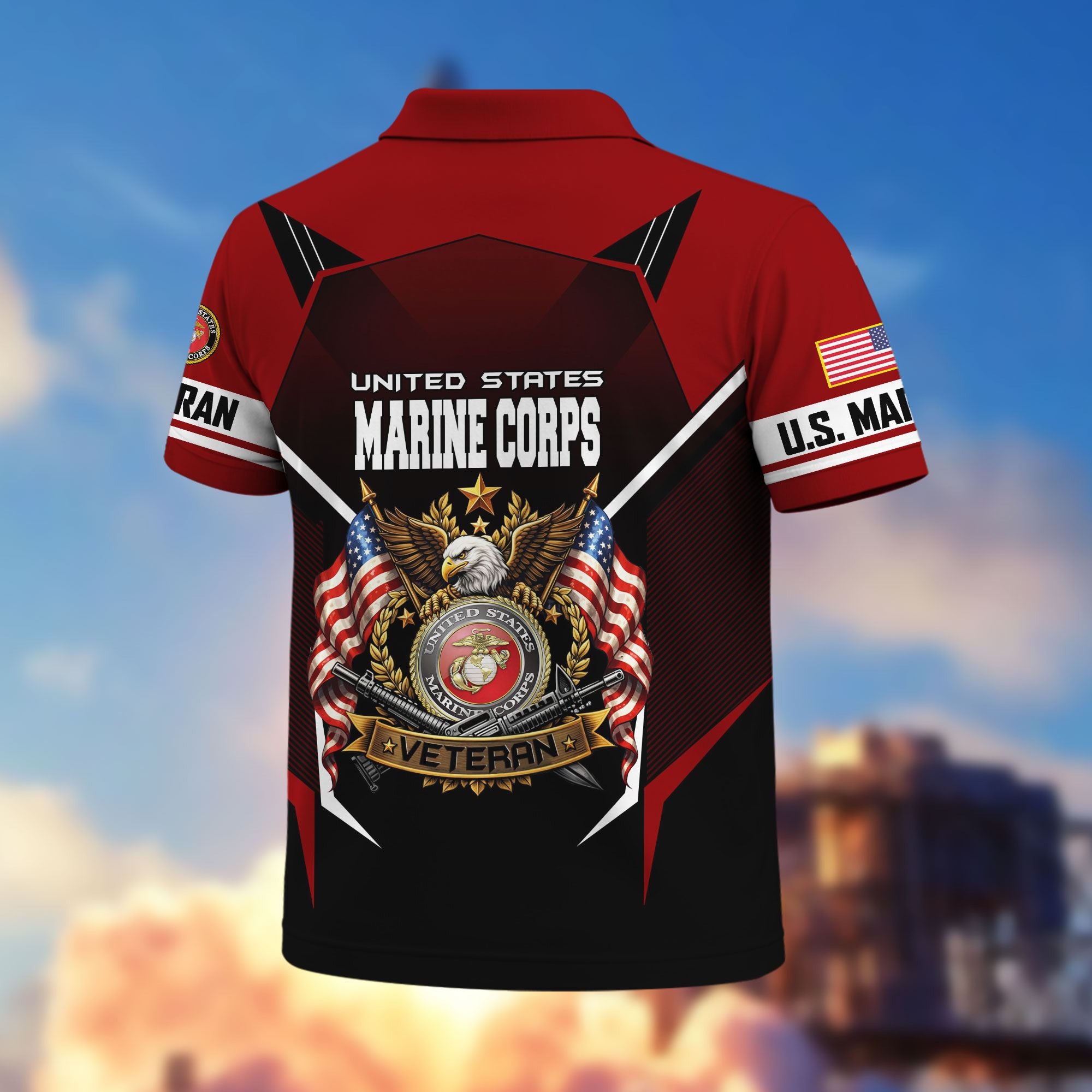 Premium US Veterans Polo Shirt, Gifts For US Veterans, Gifts On Father's Day, Veterans Day.