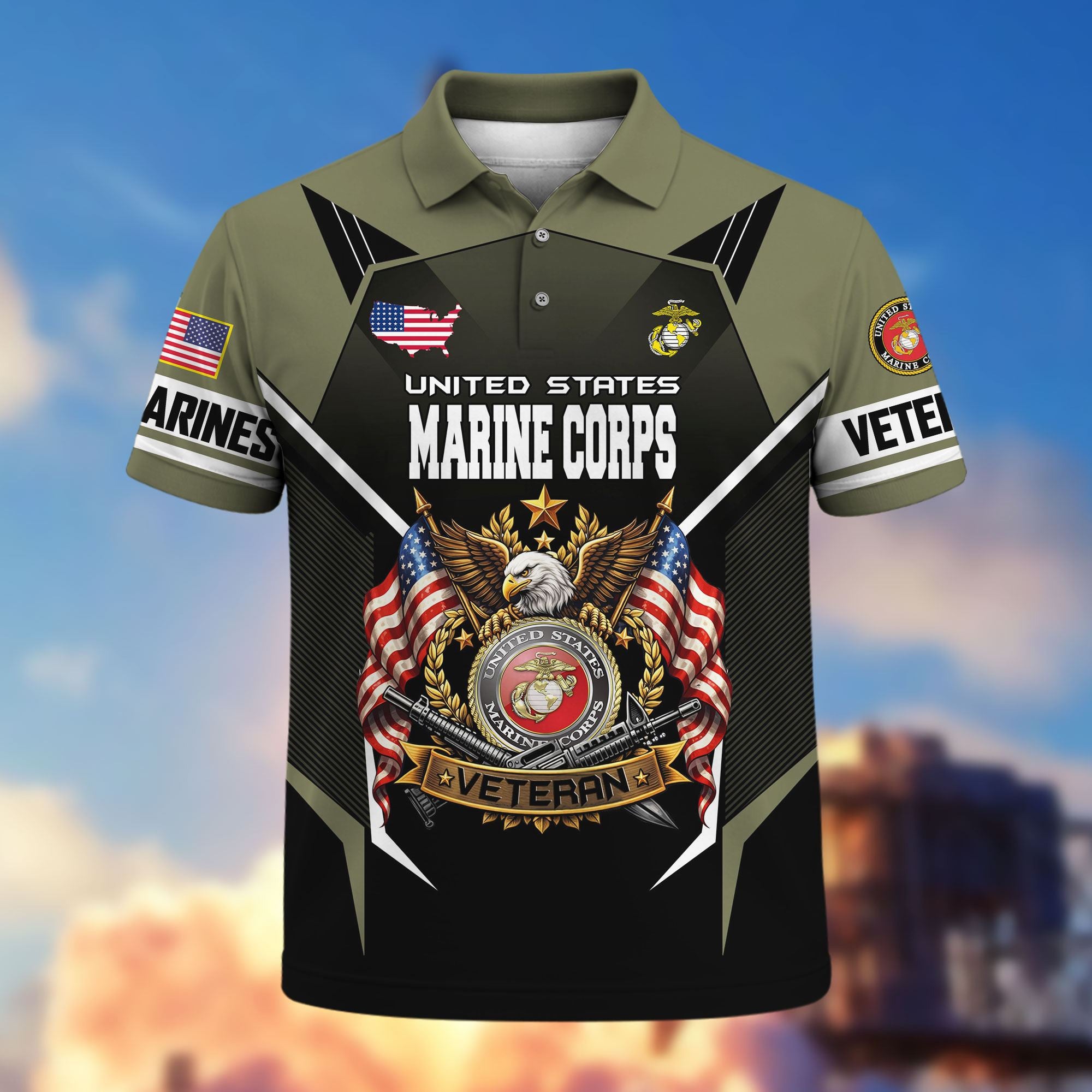 Premium US Veterans Polo Shirt, Gifts For US Veterans, Gifts On Father's Day, Veterans Day.