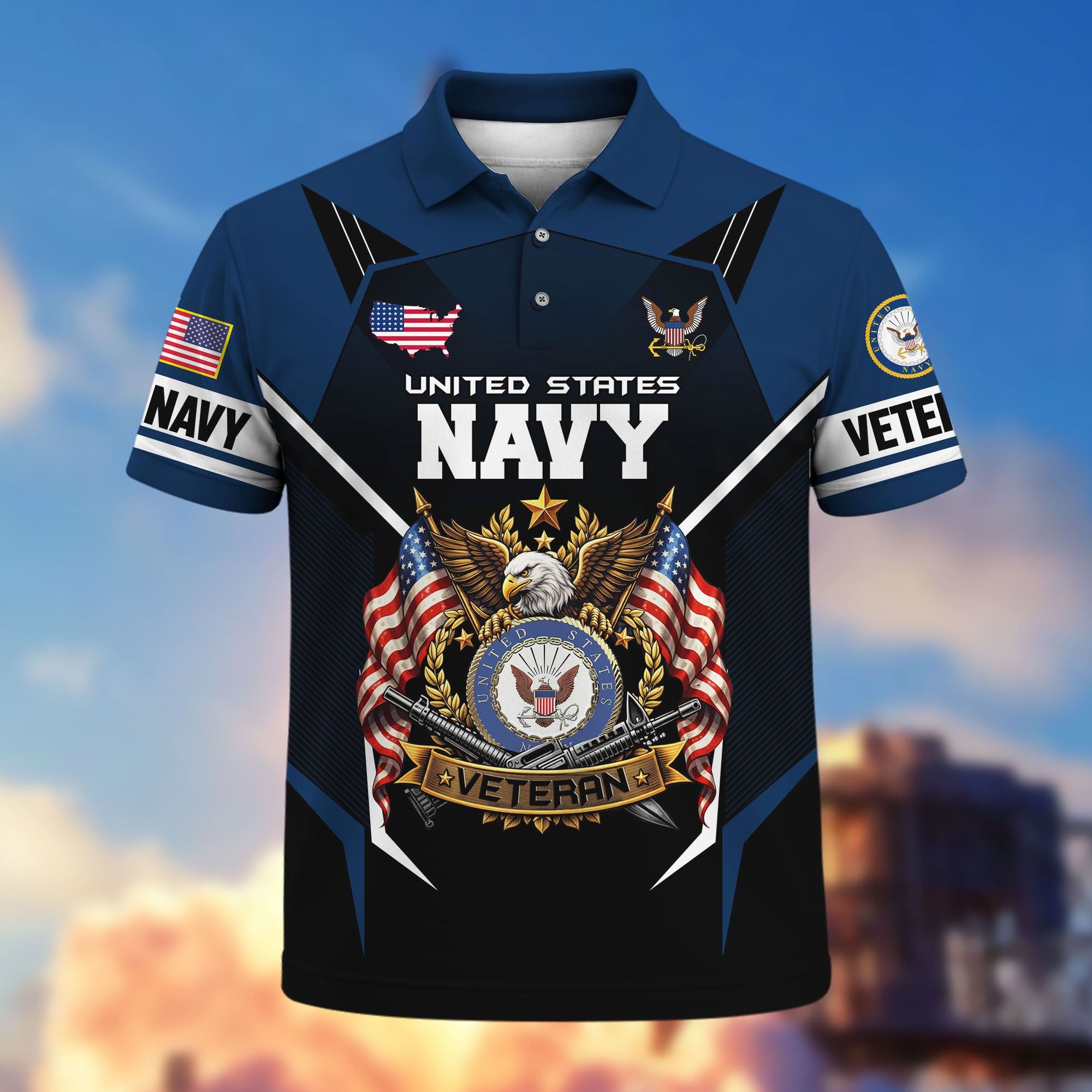 Premium US Veterans Polo Shirt, Gifts For US Veterans, Gifts On Father's Day, Veterans Day.
