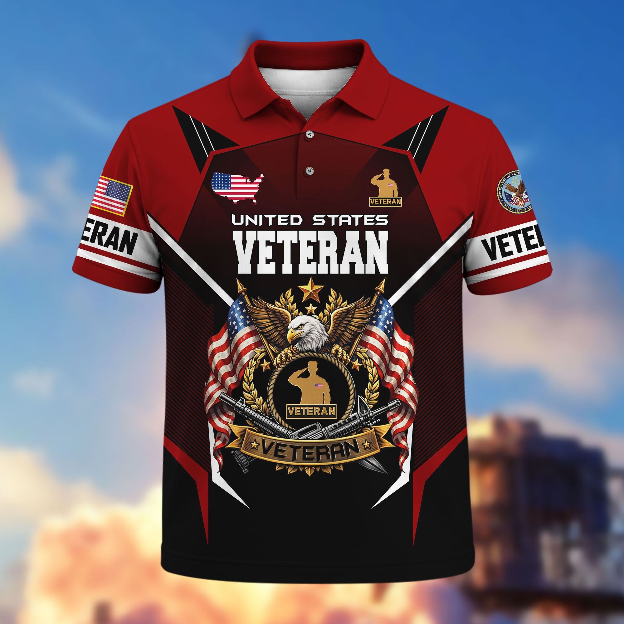 Premium US Veterans Polo Shirt, Gifts For US Veterans, Gifts On Father's Day, Veterans Day.