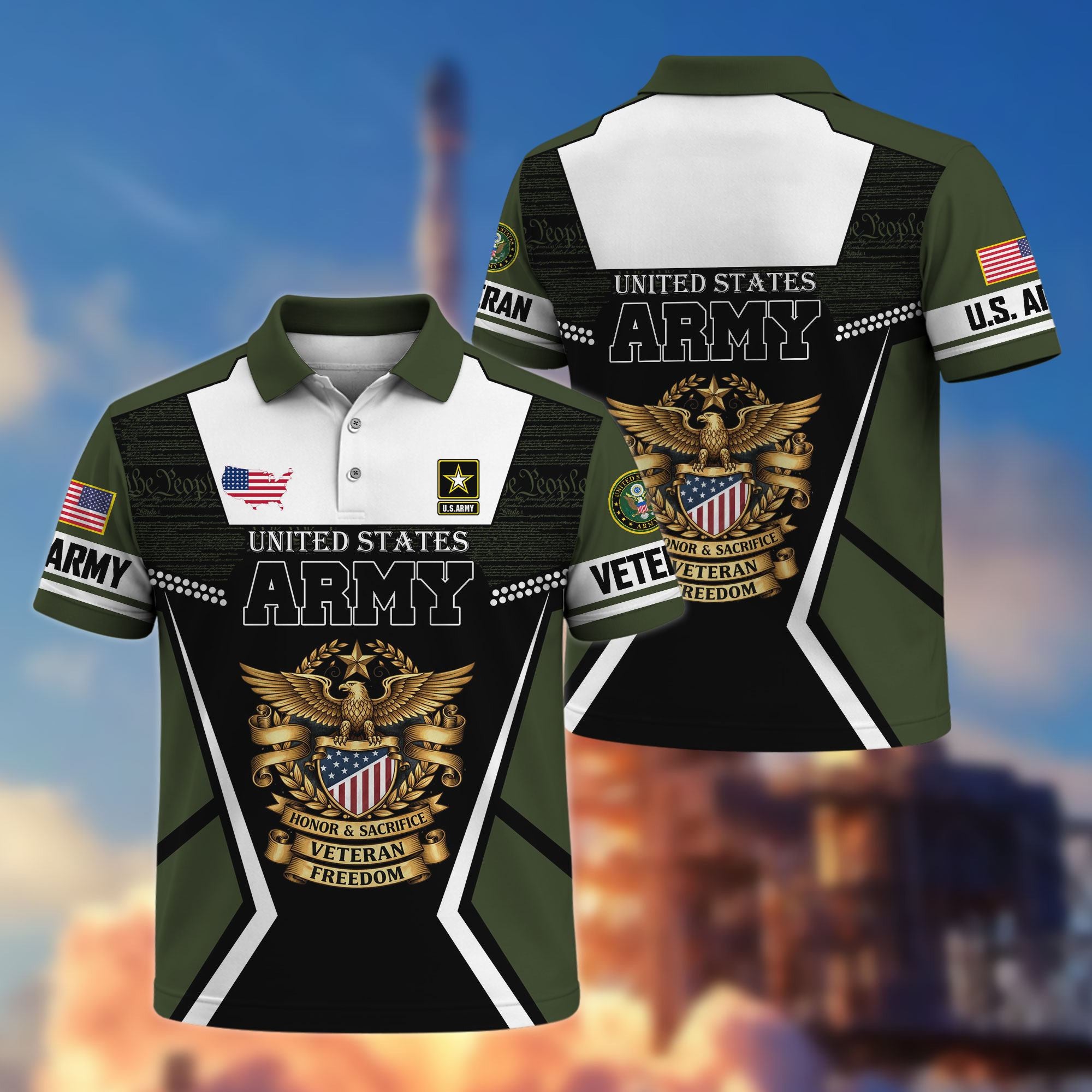 Premium US Veterans Polo Shirt, Gifts For US Veterans, Gifts On Father's Day, Veterans Day.